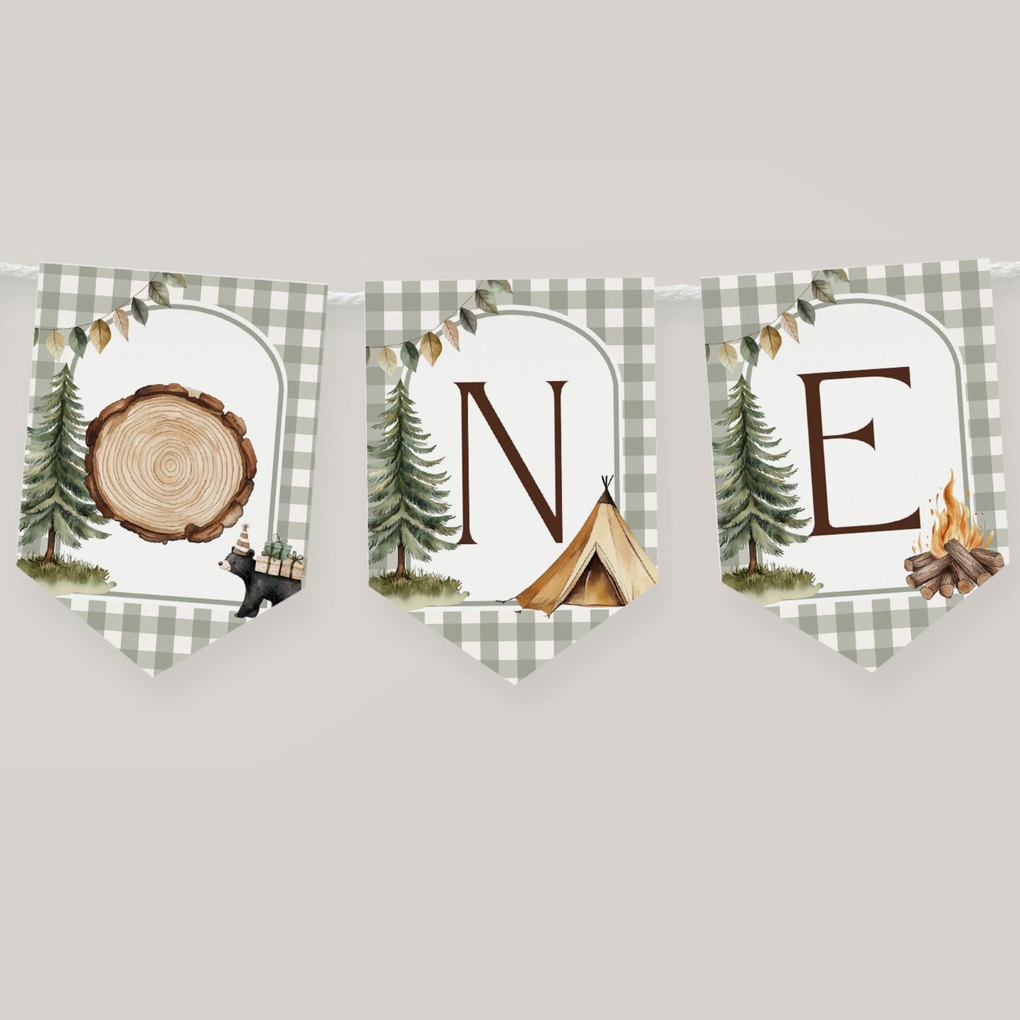 One Happy Camper Highchair Banner, Camping Birthday Decor, First Birthday Party, Outdoor Theme Decorations