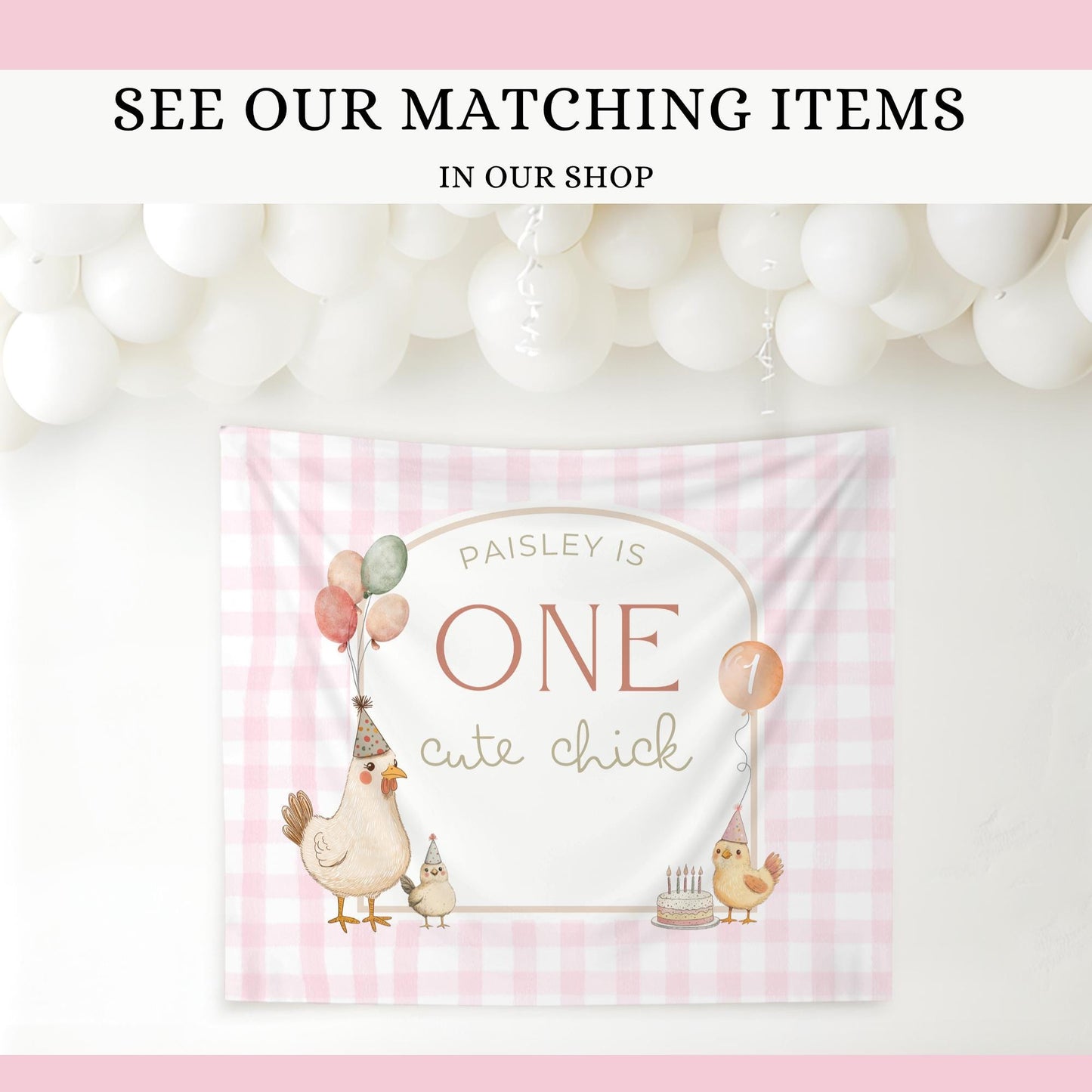 One Cute Chick Birthday Bundle This Chick is One First Birthday Party Decor Chicken 1st Birthday Invite Farm Theme Party Chick Birthday