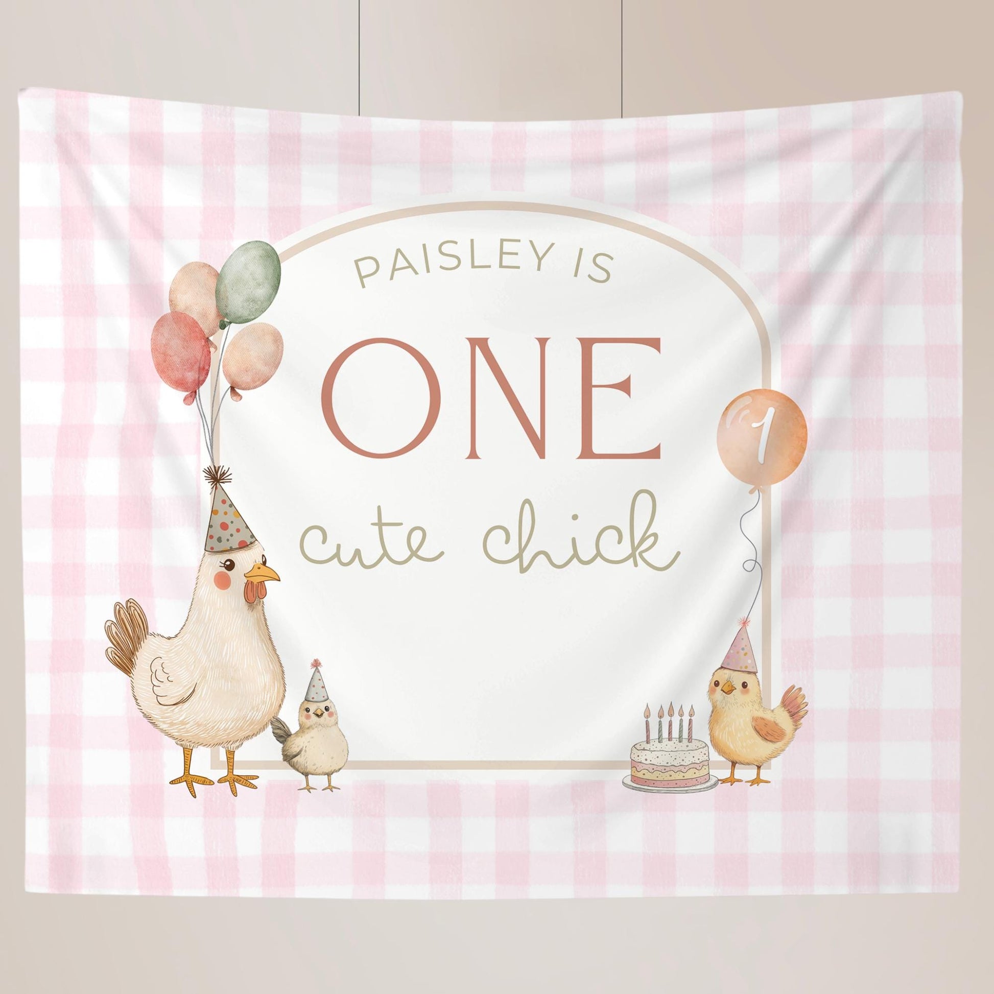 One Cute Chick Birthday Personalized Banner 1st Birthday This Chick is One Party Decor Photo Backdrop Chicken Custom Banner First Birthday