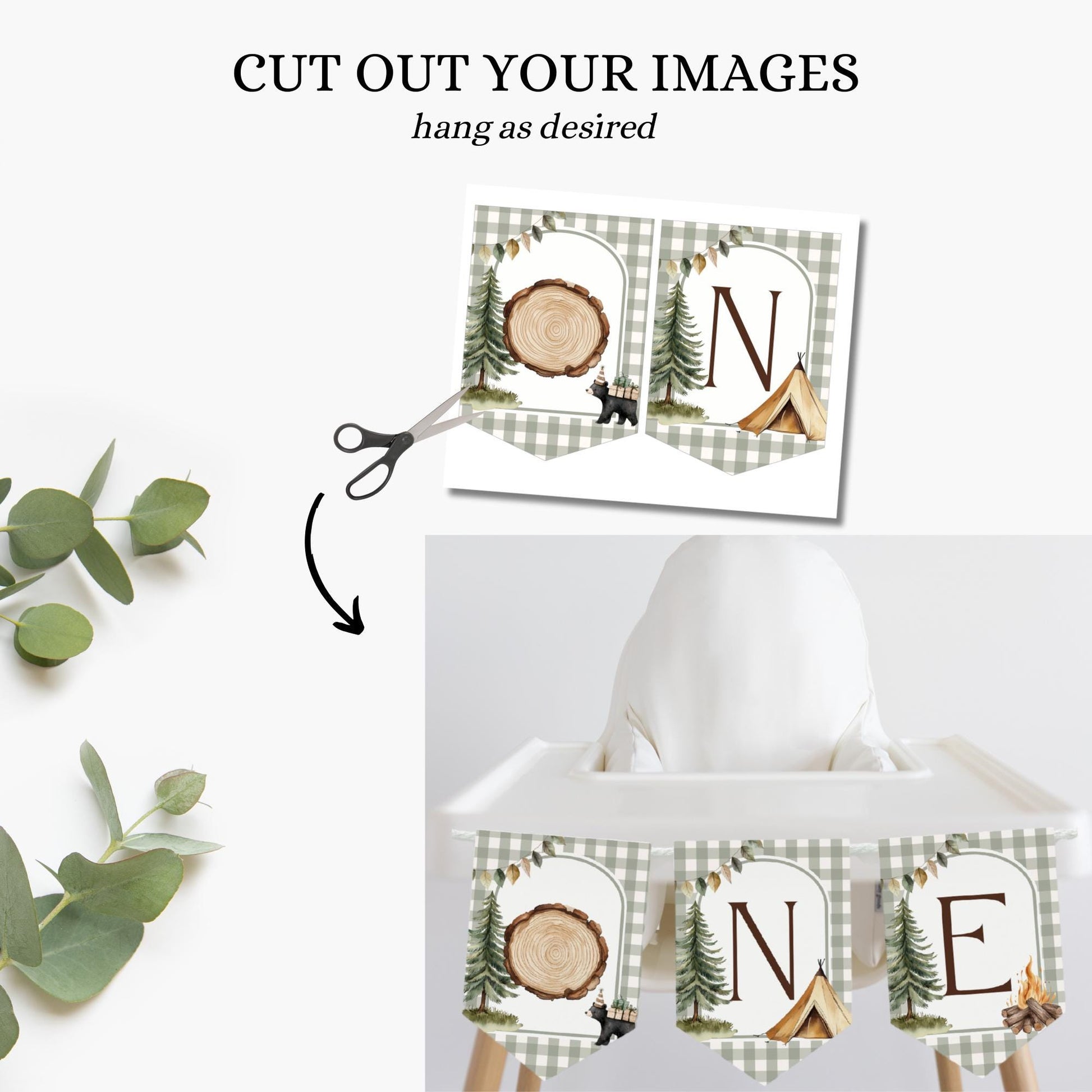 One Happy Camper Highchair Banner, First Birthday Camping Decor, Adventure Party Supplies, Outdoor Theme Banner