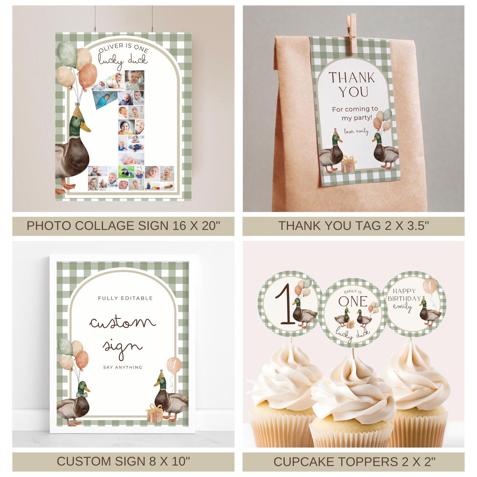 One Lucky Duck Birthday Invite Duck First Birthday Party Decor Mallard Duck 1st Birthday Bundle Duck Theme Party First Hunt Birthday Decor