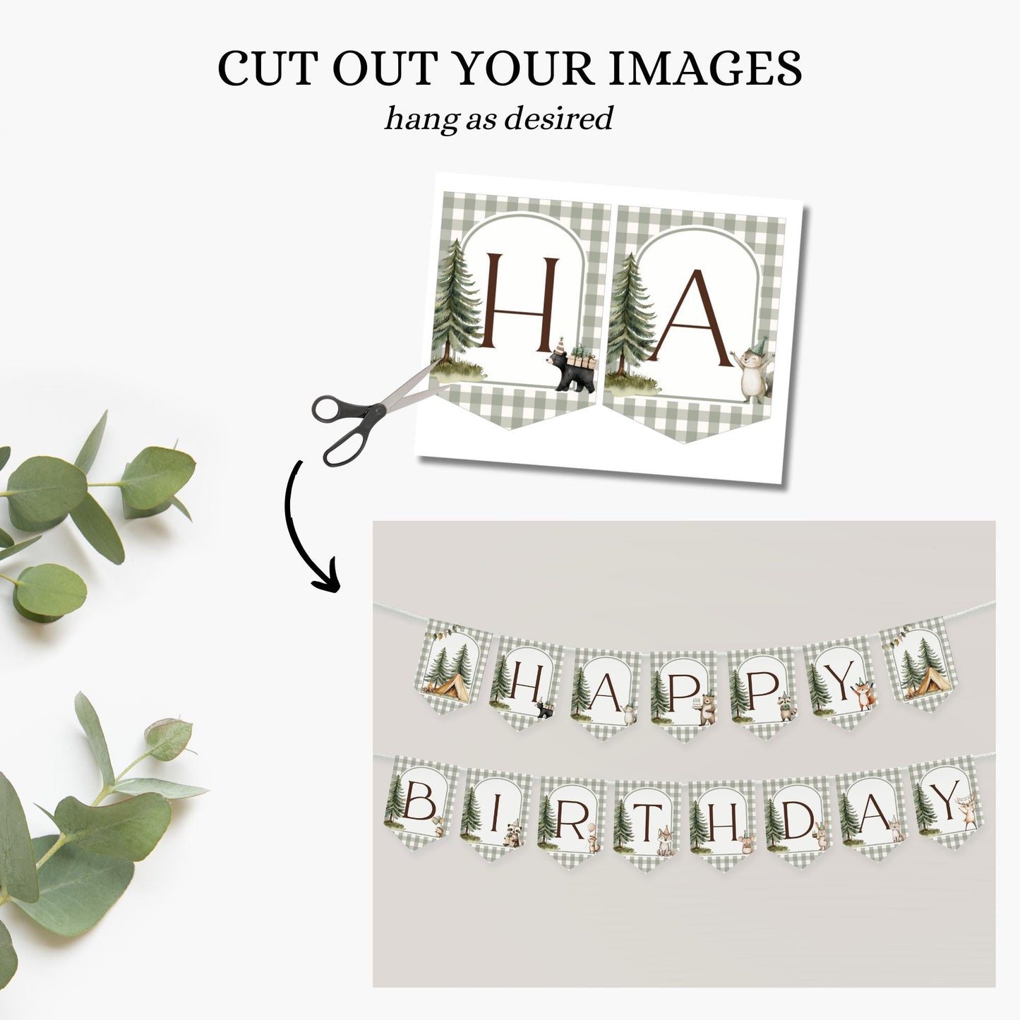 One Happy Camper Birthday Party Sign Happy Birthday Banner Camping 1st Birthday Bunting Woodland Adventure Theme Nature Themed Party Decor