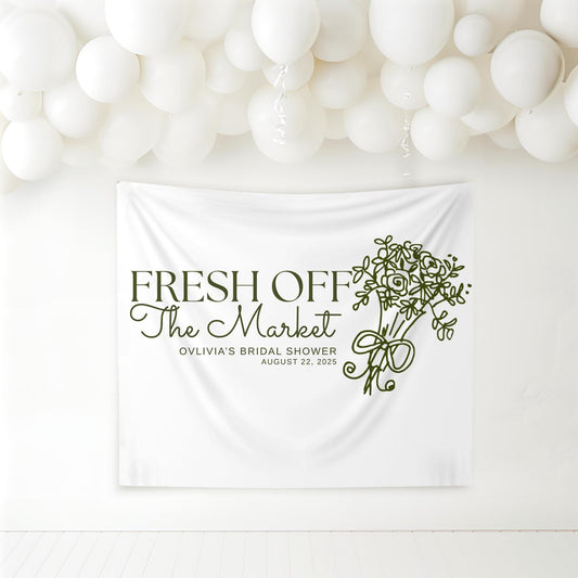Fresh Off The Market Sign Fresh Off The Market Bridal Shower Banner Minimalist Bridal Shower Sign Flower Market Bridal Shower Decorations