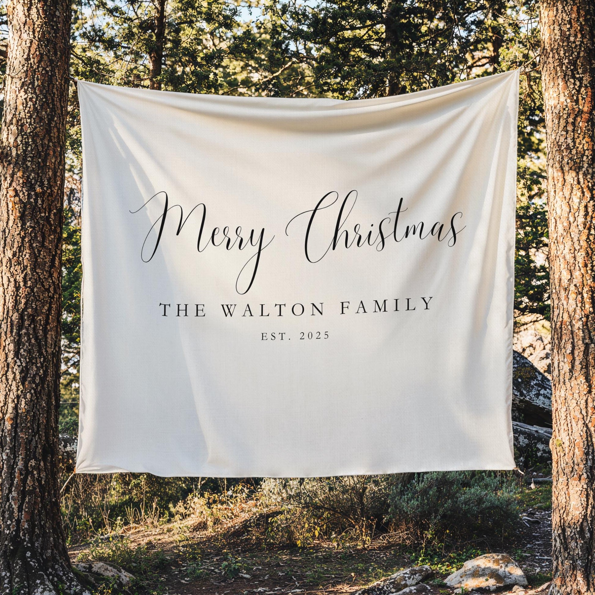 Personalized Family Christmas Sign Last Name Sign Family First Christmas Wall Hanging Merry Christmas Sign Custom Holiday Banner