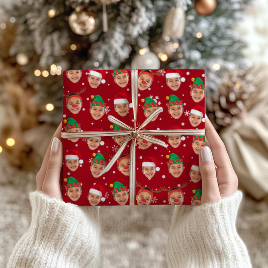 Personalized Christmas Wrapping paper Face Gift Wrap Santa Wrapping Paper Photo Christmas Gift Wrapping Xmas Paper Custom Holiday Gift Tag