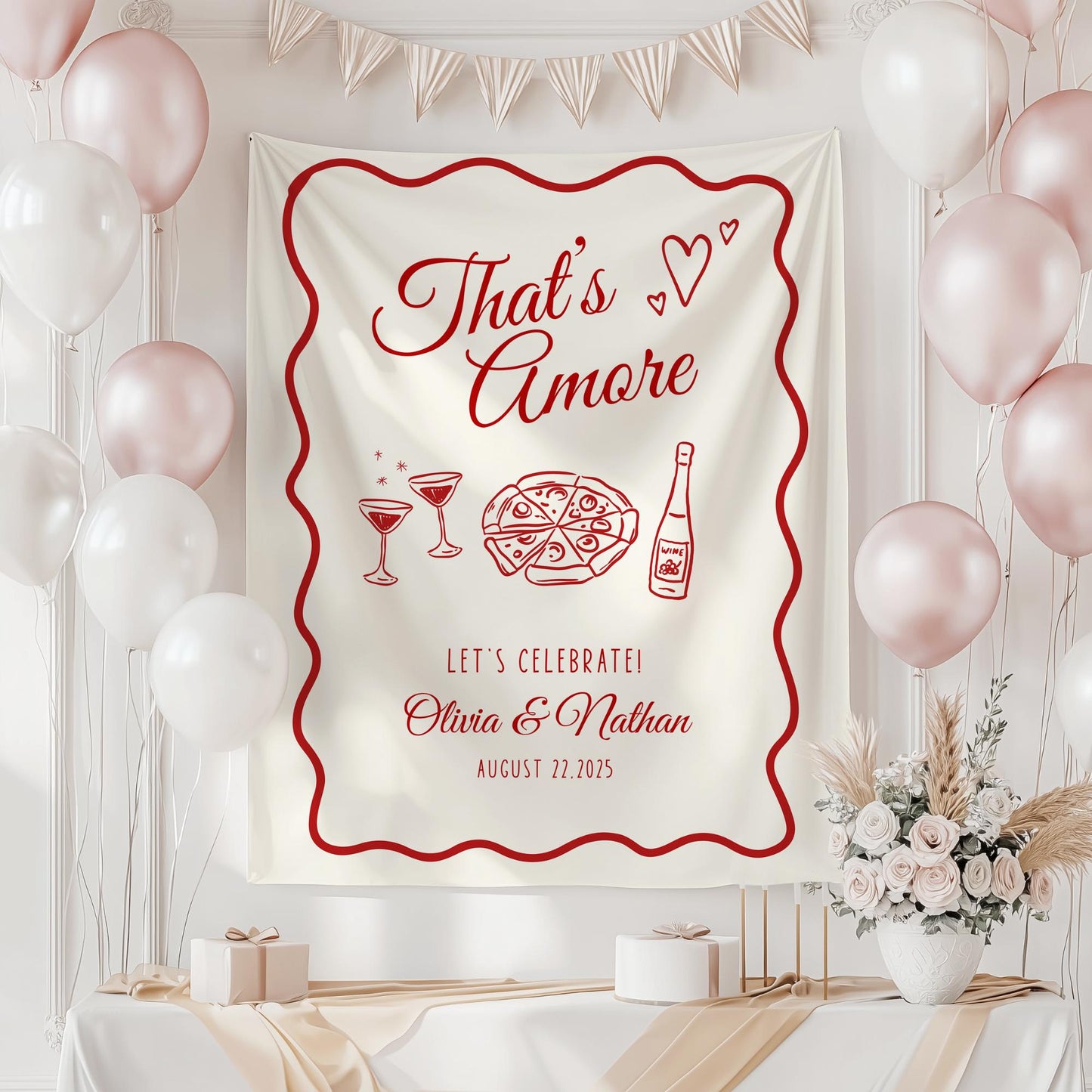 That&#39;s Amore Engagement Party Welcome Sign Amore Bridal Shower Sign Whimsical Italian Theme Bachelorette Pizza Rehearsal Dinner Decor