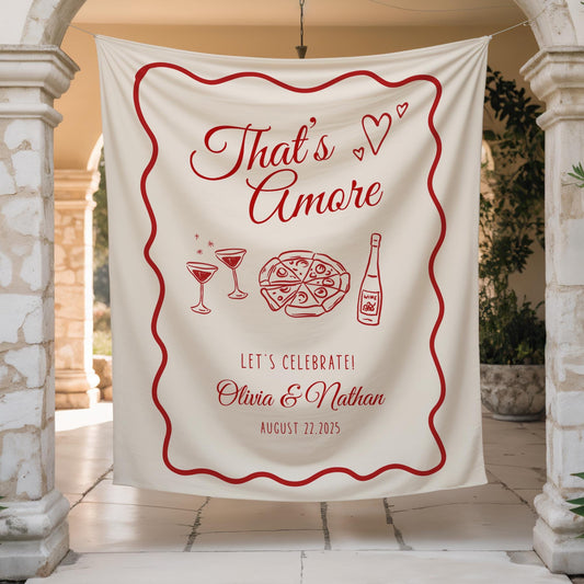 That&#39;s Amore Engagement Party Welcome Sign Amore Bridal Shower Sign Whimsical Italian Theme Bachelorette Pizza Rehearsal Dinner Decor