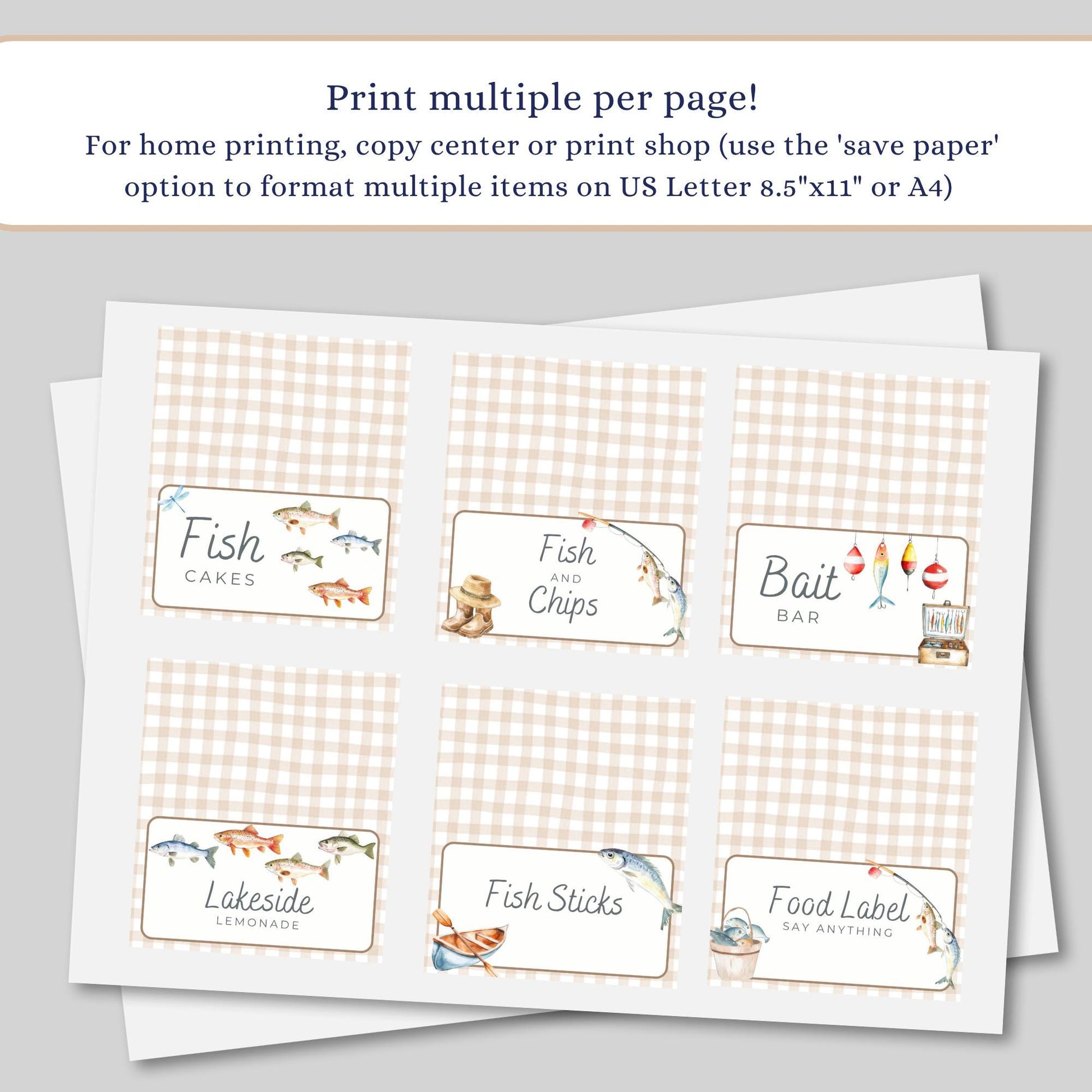 OFishAlly One Birthday Buffet Labels Fishing 1st Birthday Place Cards First Birthday Food Labels The Big One Birthday Reeling in the Fun