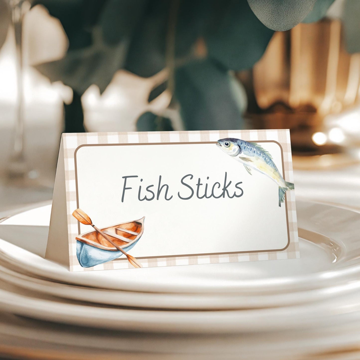 OFishAlly One Birthday Buffet Labels Fishing 1st Birthday Place Cards First Birthday Food Labels The Big One Birthday Reeling in the Fun