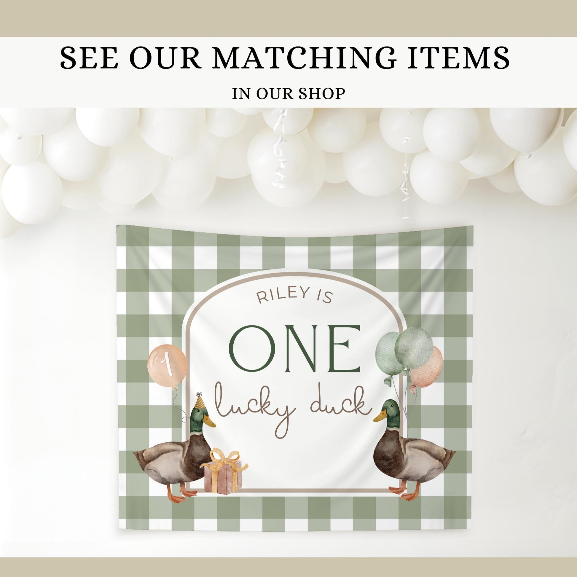 One Lucky Duck Birthday Invite Duck First Birthday Party Decor Mallard Duck 1st Birthday Bundle Duck Theme Party First Hunt Birthday Decor