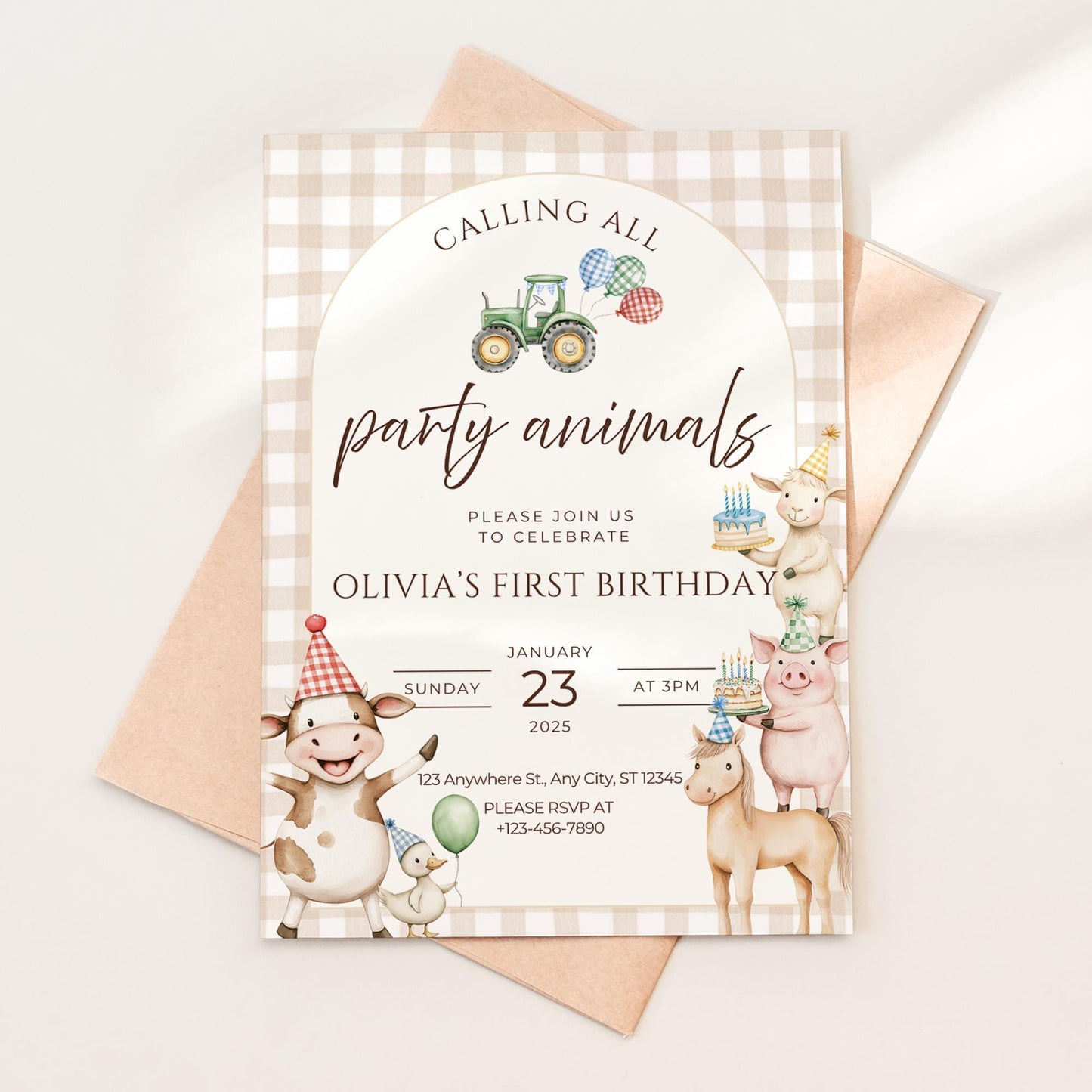 Farm Birthday Invitation Farm Animals Party Invites Barnyard Animals Ranch Kids Birthday Invitation Calling All Party Animals Birthday Evite