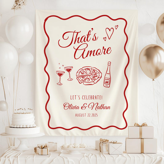 That&#39;s Amore Engagement Party Welcome Sign Amore Bridal Shower Sign Whimsical Italian Theme Bachelorette Pizza Rehearsal Dinner Decor