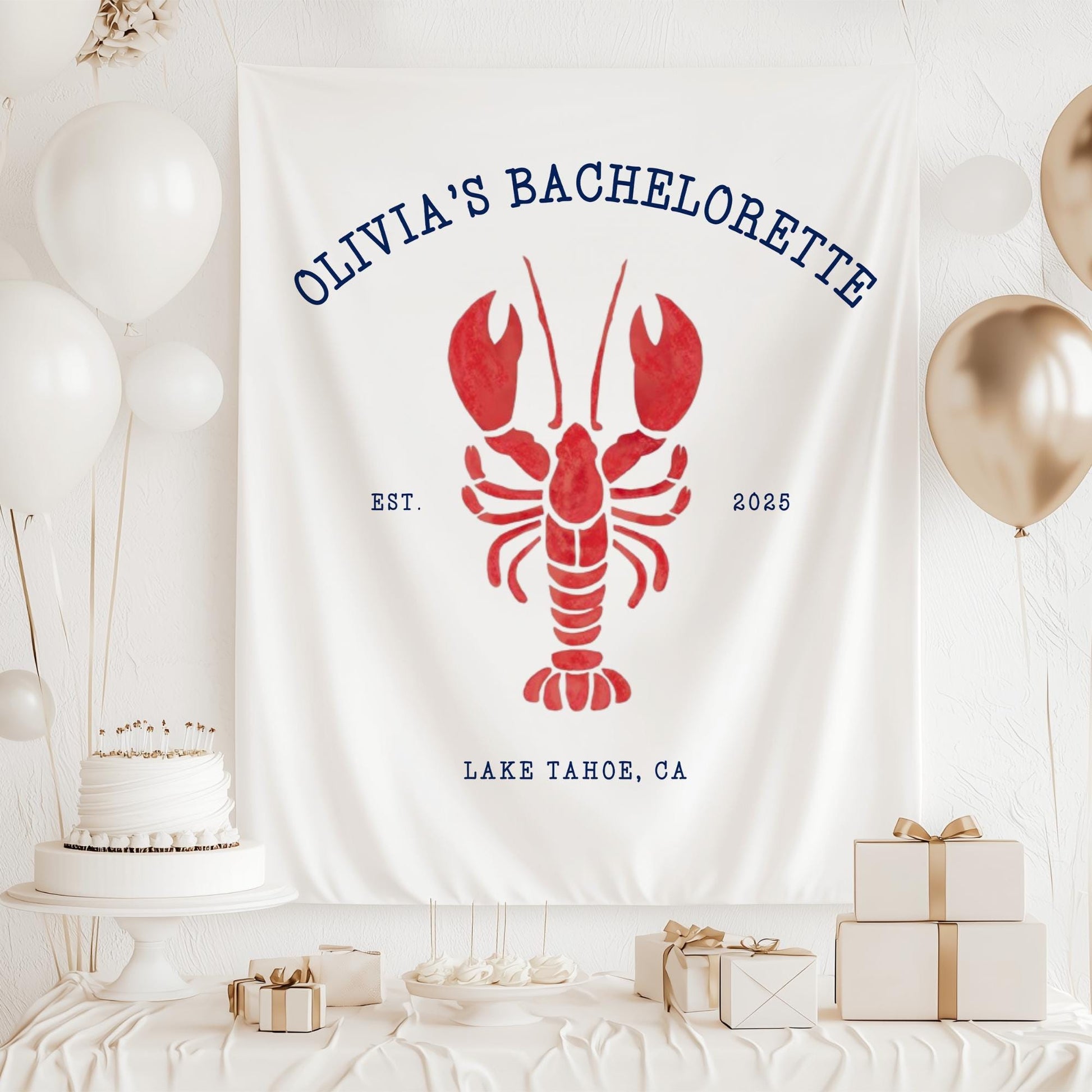 Lobster Theme Bachelorette Banner Custom Coastal Theme Bachelorette Decor East Coast Bridal Shower Photo Backdrop Cape Cod Bachelorette Sig