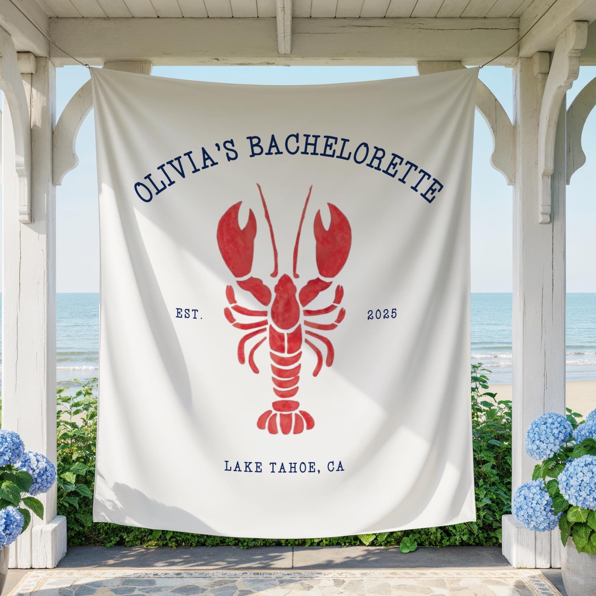 Lobster Theme Bachelorette Banner Custom Coastal Theme Bachelorette Decor East Coast Bridal Shower Photo Backdrop Cape Cod Bachelorette Sig