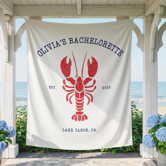 Lobster Theme Bachelorette Banner Custom Coastal Theme Bachelorette Decor East Coast Bridal Shower Photo Backdrop Cape Cod Bachelorette Sig