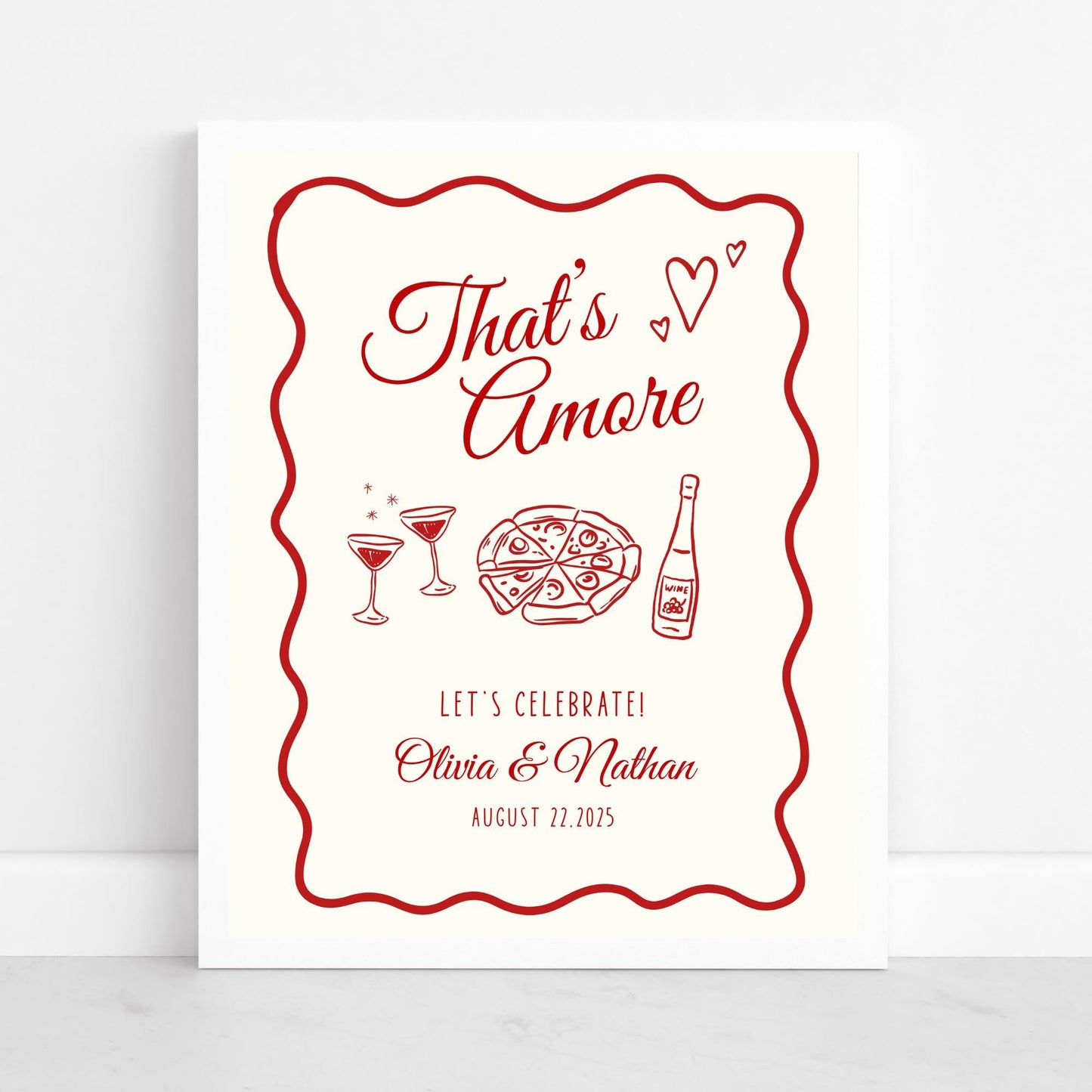That&#39;s Amore Engagement Party Welcome Sign Amore Bridal Shower Sign Whimsical Italian Theme Bachelorette Pizza Rehearsal Dinner Decor