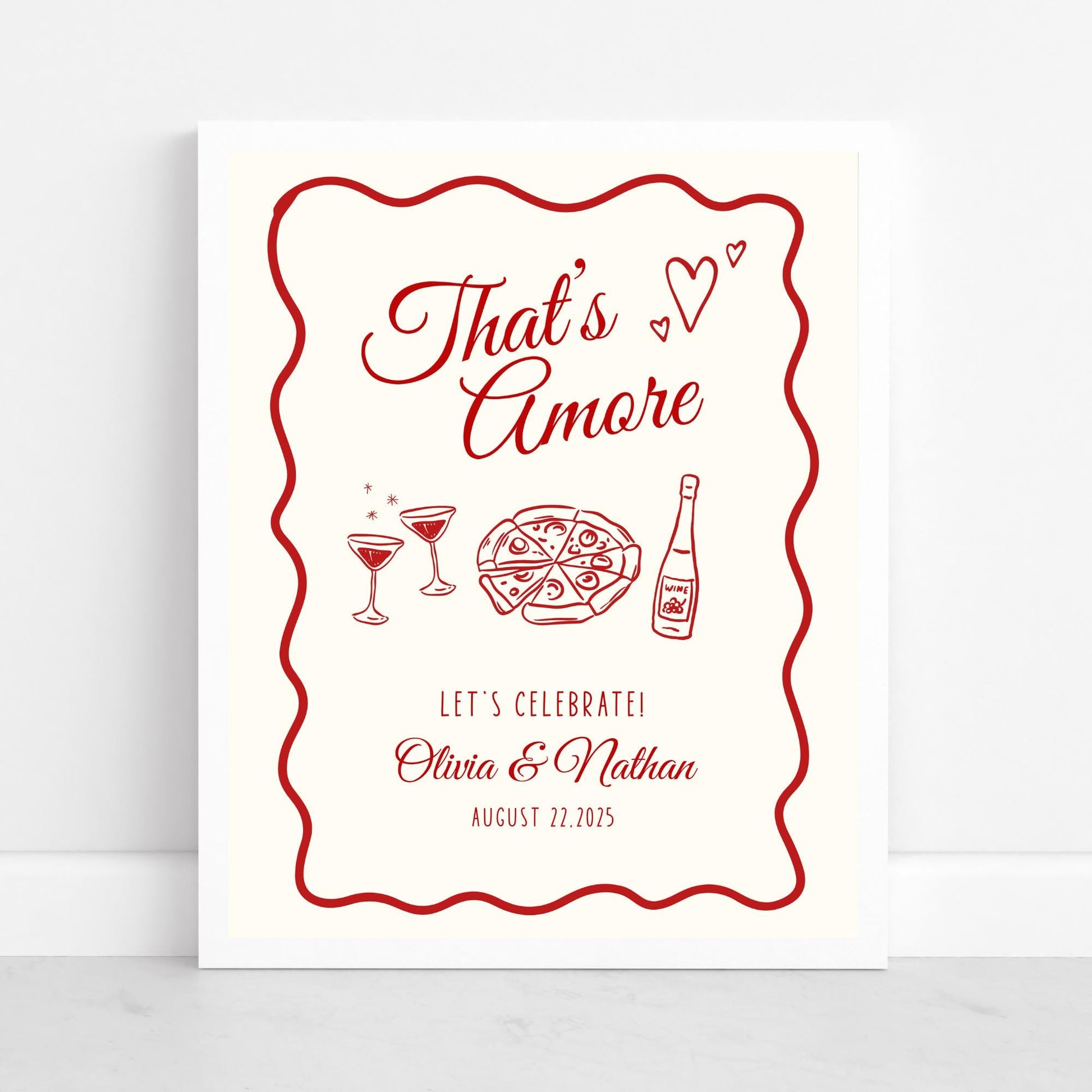 That&#39;s Amore Engagement Party Welcome Sign Amore Bridal Shower Sign Whimsical Italian Theme Bachelorette Pizza Rehearsal Dinner Decor