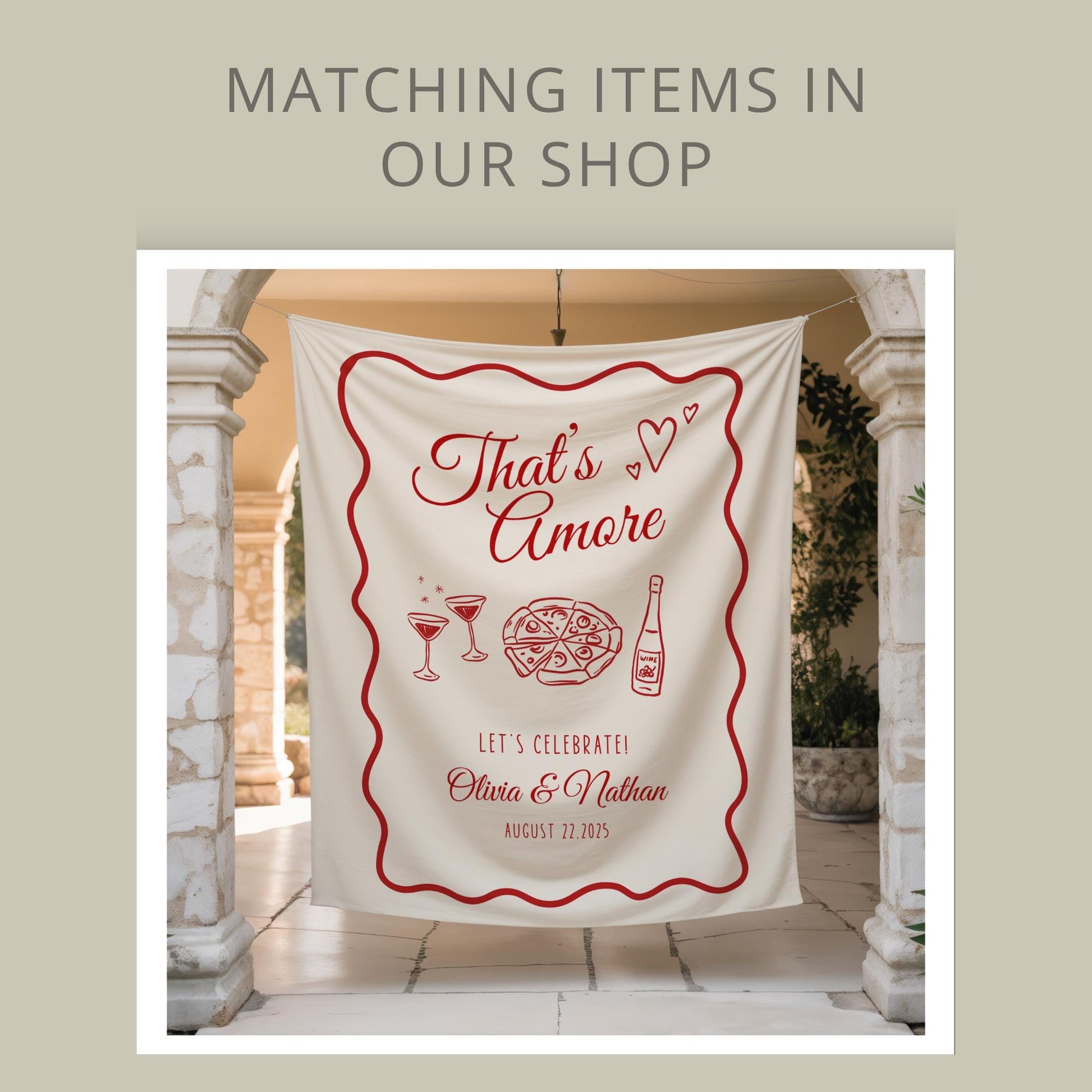 That&#39;s Amore Engagement Party Welcome Sign Amore Bridal Shower Sign Whimsical Italian Theme Bachelorette Pizza Rehearsal Dinner Decor