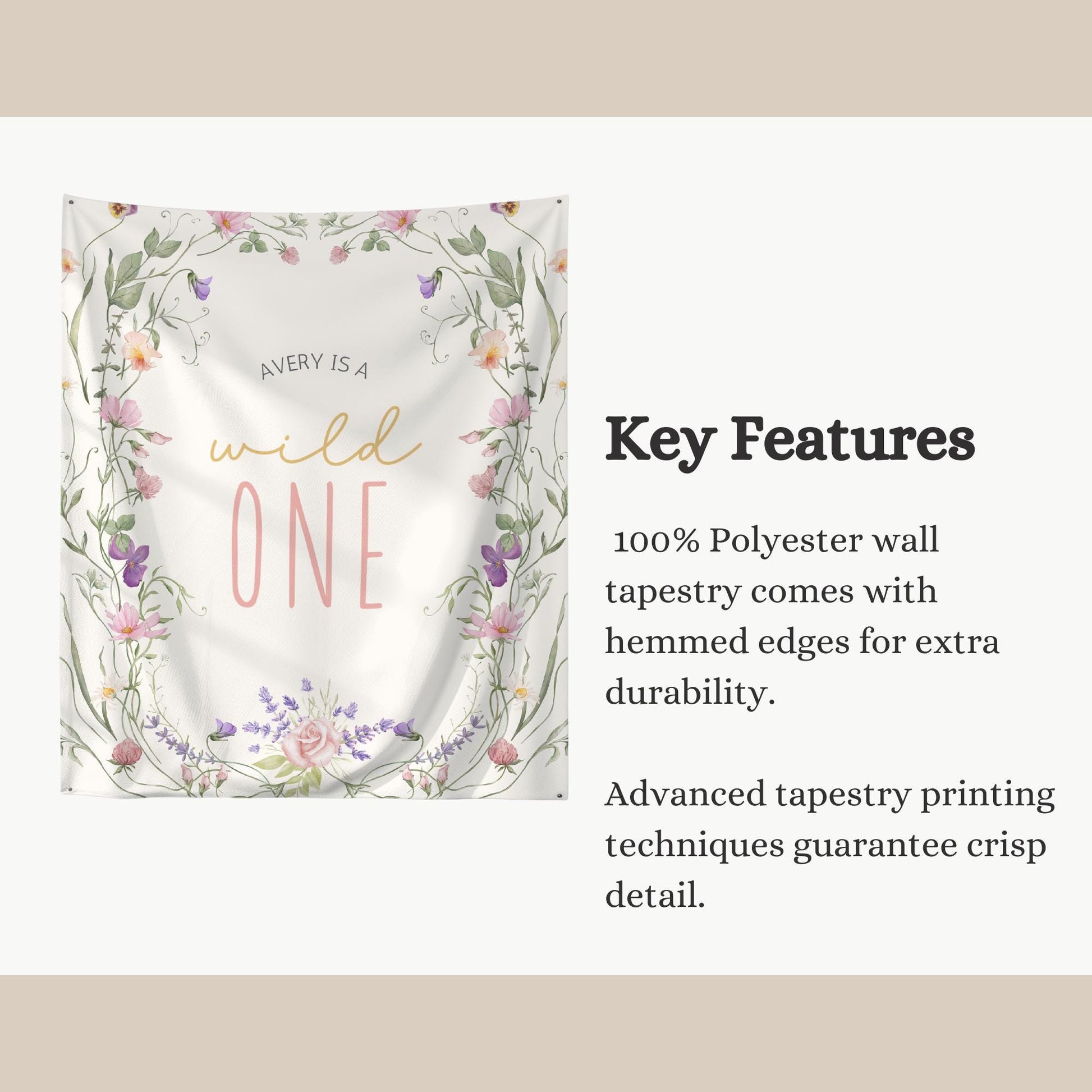 Wild One Birthday Personalized Banner 1st Birthday Wildflower Party Decor Photo Backdrop One Wildflower Custom Banner Wildflower First