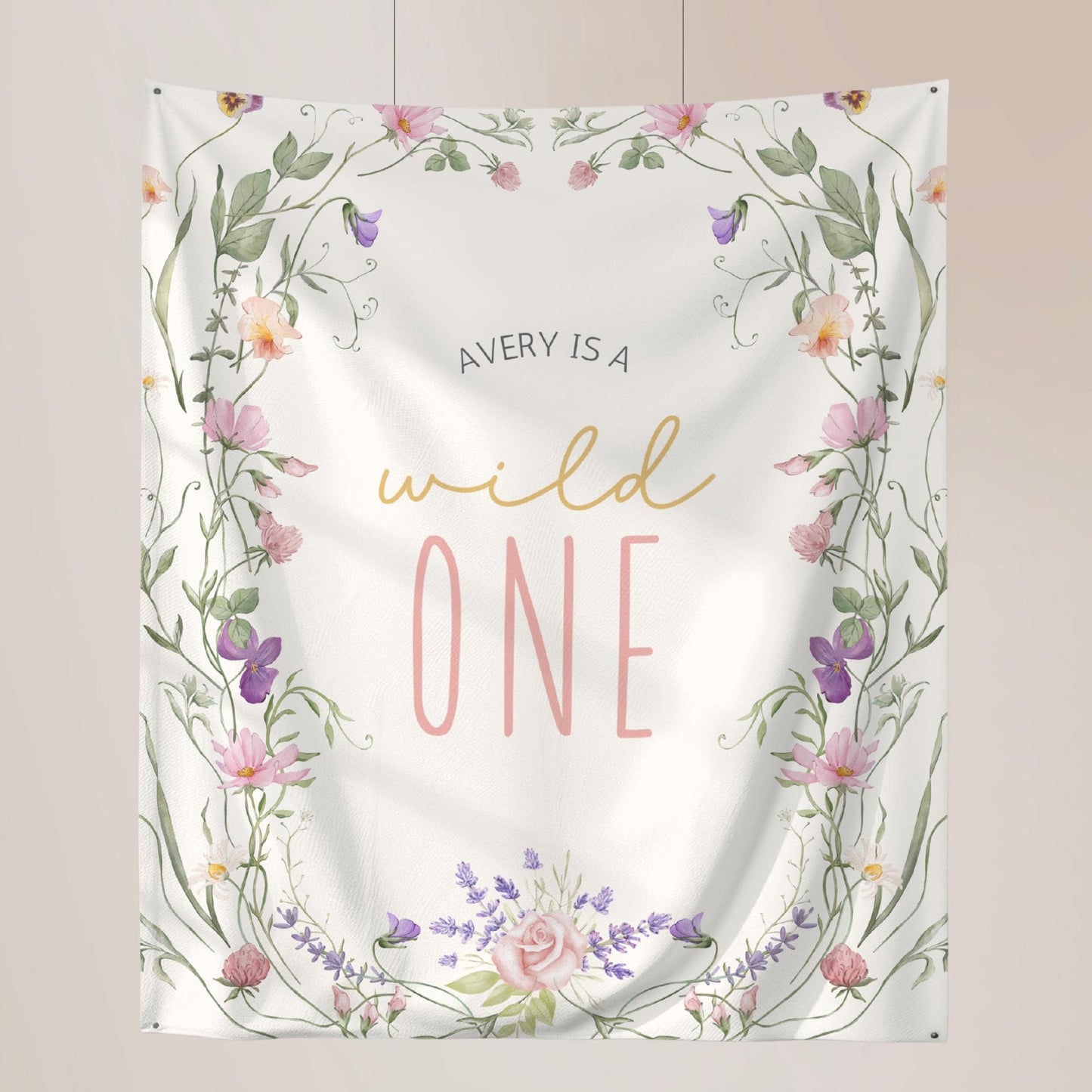 Wild One Birthday Personalized Banner 1st Birthday Wildflower Party Decor Photo Backdrop One Wildflower Custom Banner Wildflower First
