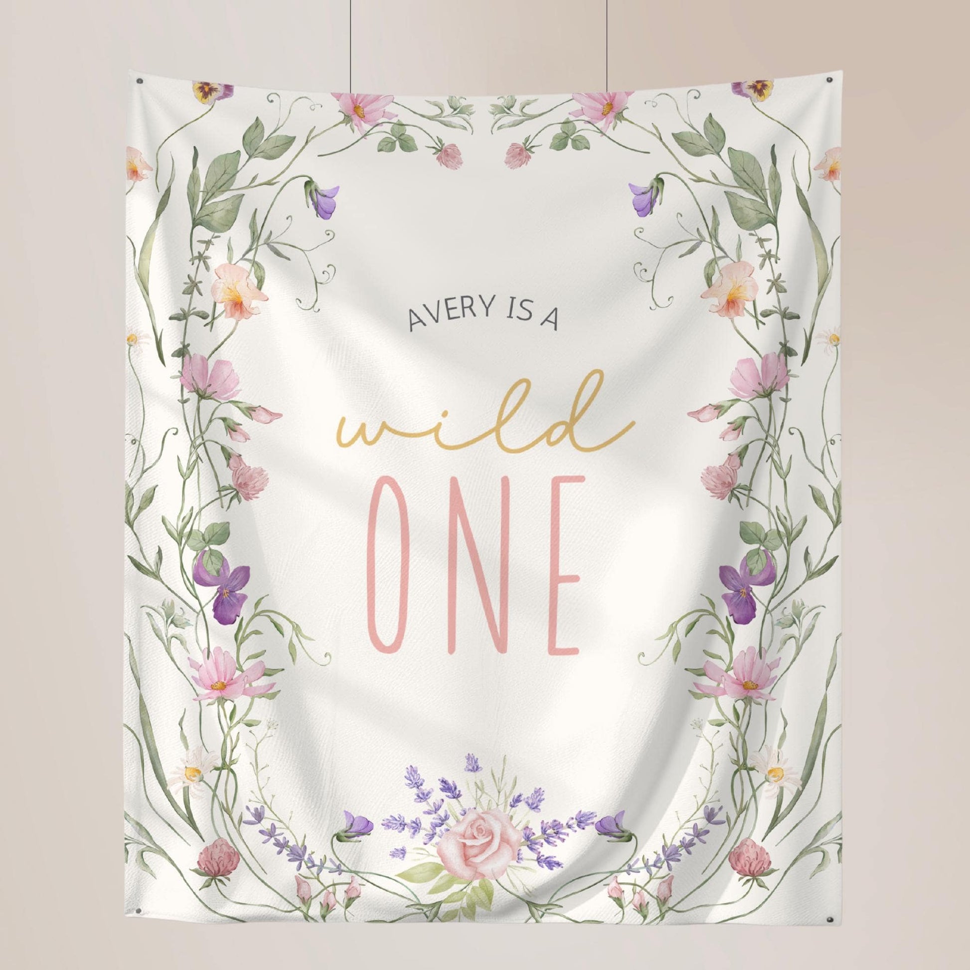 Wild One Birthday Personalized Banner 1st Birthday Wildflower Party Decor Photo Backdrop One Wildflower Custom Banner Wildflower First