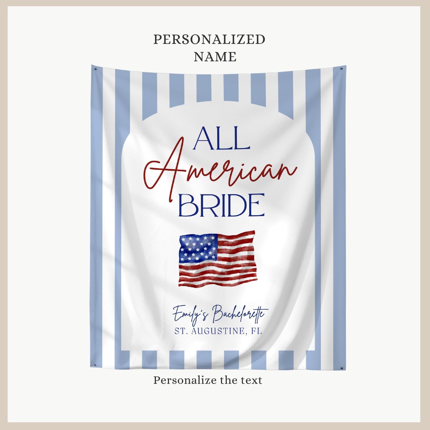 All American Bride Bachelorette Banner Red White and Blue Party Decor Patriotic Themed Sign 4th of July Bach Weekend Backdrop USA Bach Party