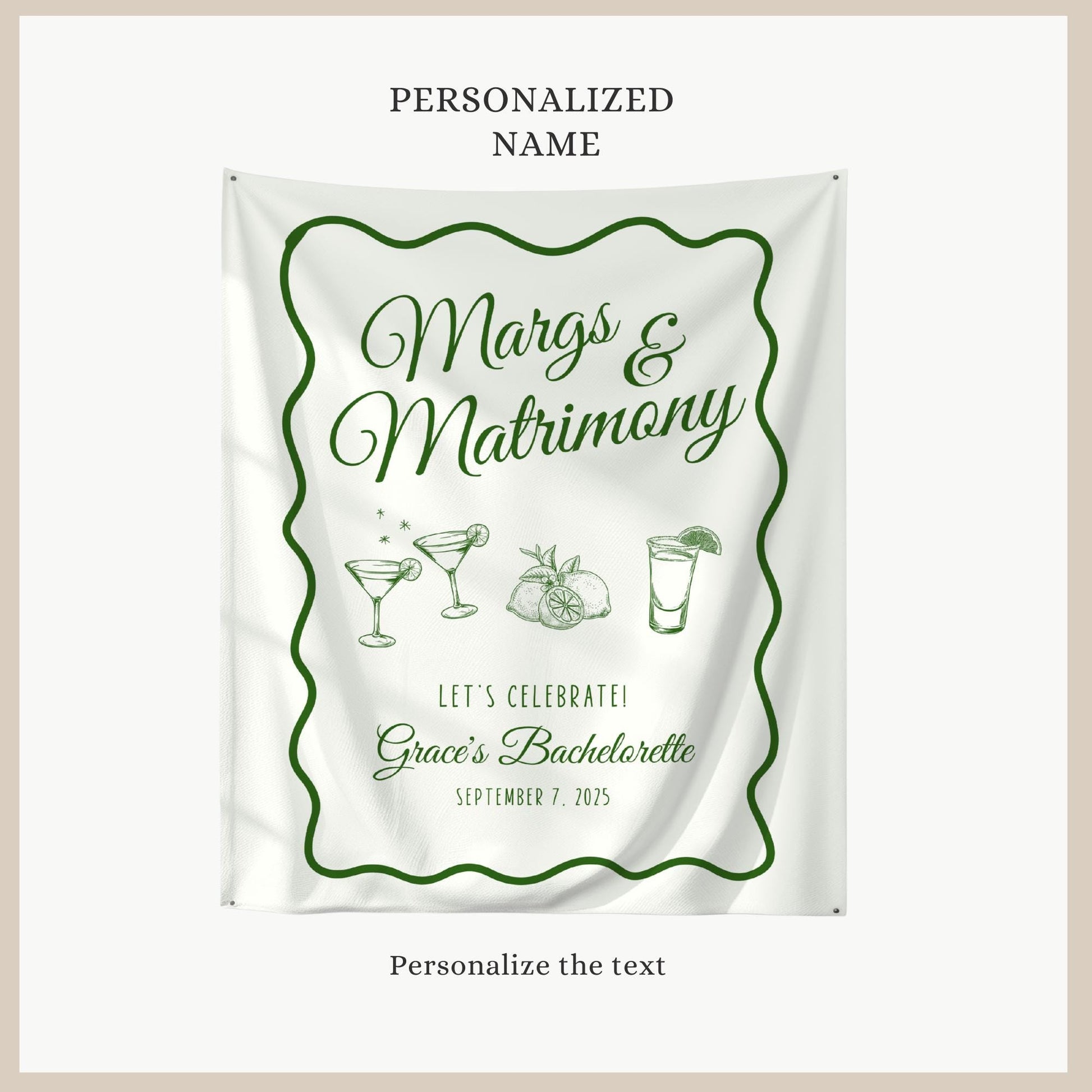 Margs and Matrimony Bachelorette Welcome Final Fiesta Bridal Shower Sign Whimsical Margarita Theme Bachelorette Tapestry Engagement Decor