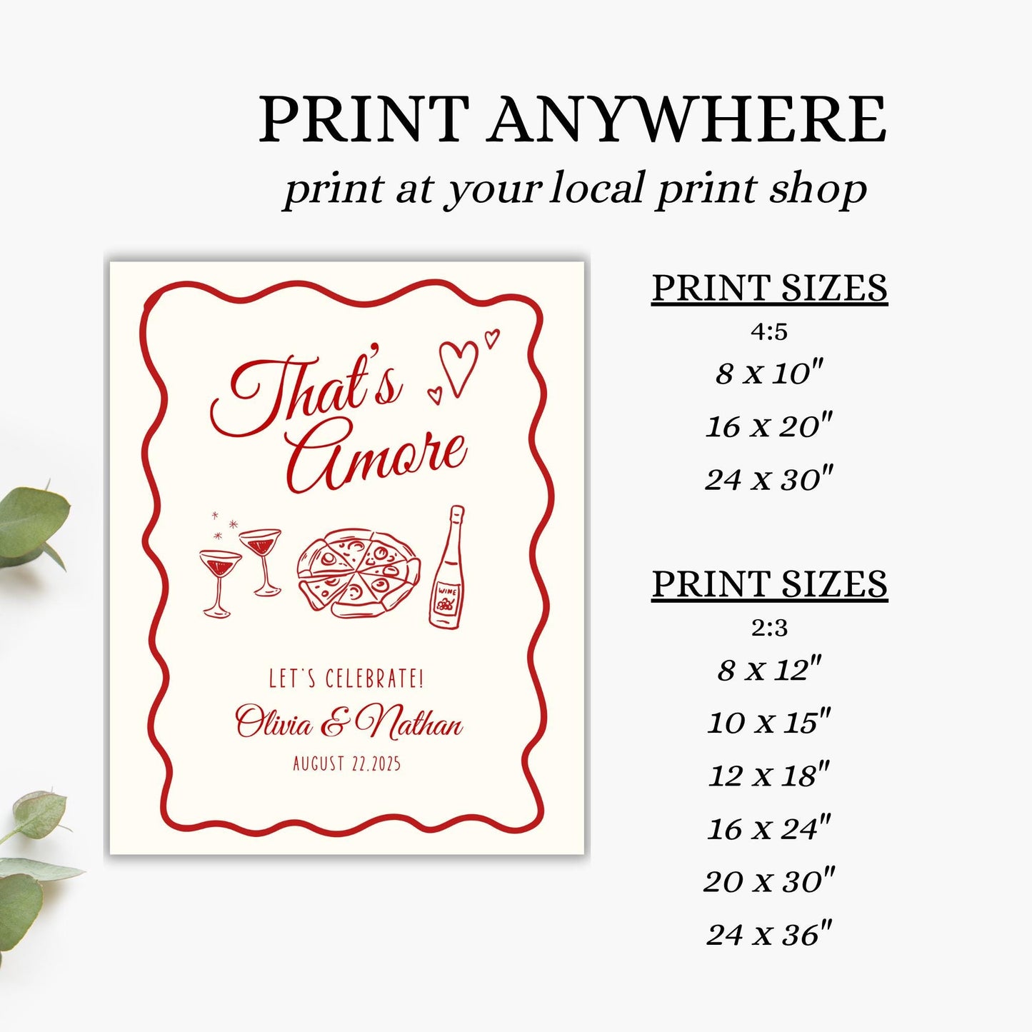 That&#39;s Amore Engagement Party Welcome Sign Amore Bridal Shower Sign Whimsical Italian Theme Bachelorette Pizza Rehearsal Dinner Decor