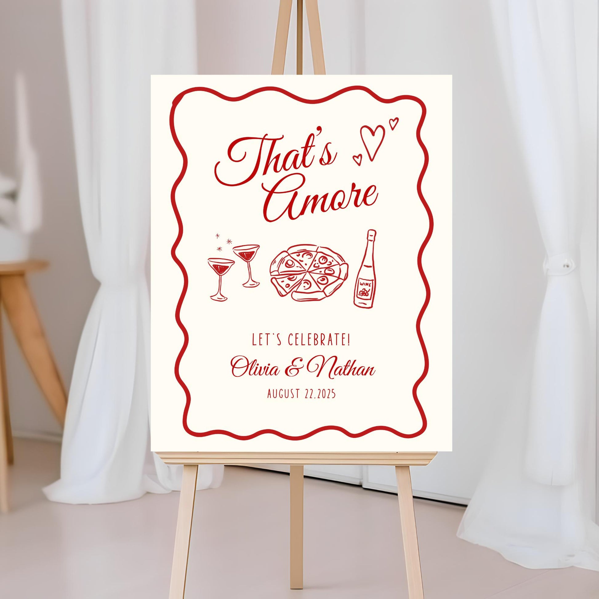 That&#39;s Amore Engagement Party Welcome Sign Amore Bridal Shower Sign Whimsical Italian Theme Bachelorette Pizza Rehearsal Dinner Decor