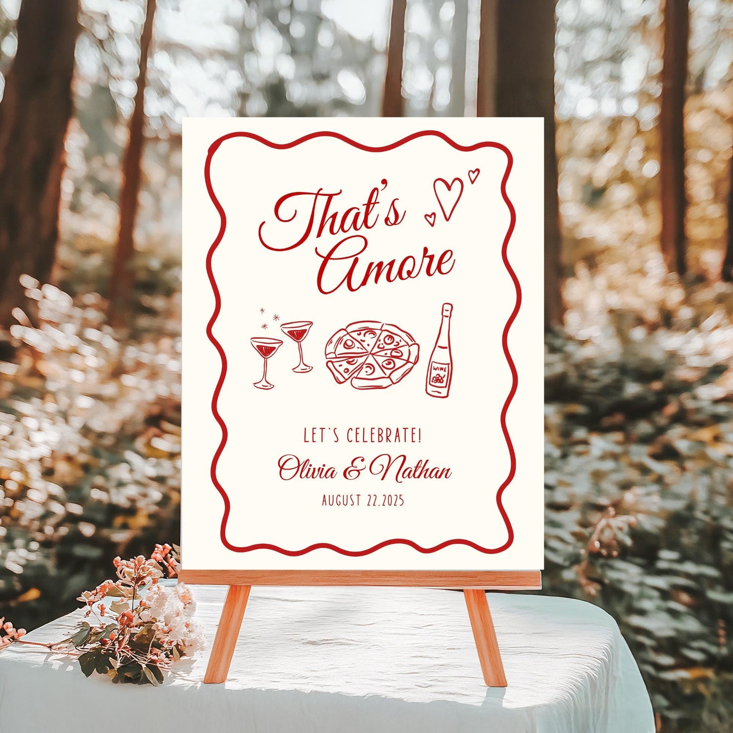 That&#39;s Amore Engagement Party Welcome Sign Amore Bridal Shower Sign Whimsical Italian Theme Bachelorette Pizza Rehearsal Dinner Decor
