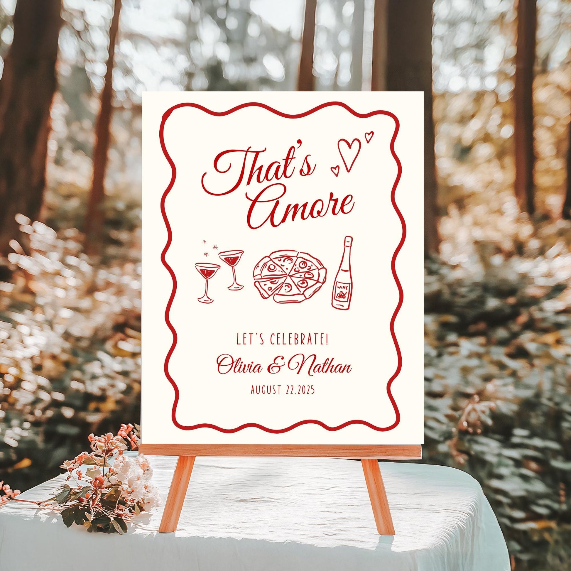 That&#39;s Amore Engagement Party Welcome Sign Amore Bridal Shower Sign Whimsical Italian Theme Bachelorette Pizza Rehearsal Dinner Decor