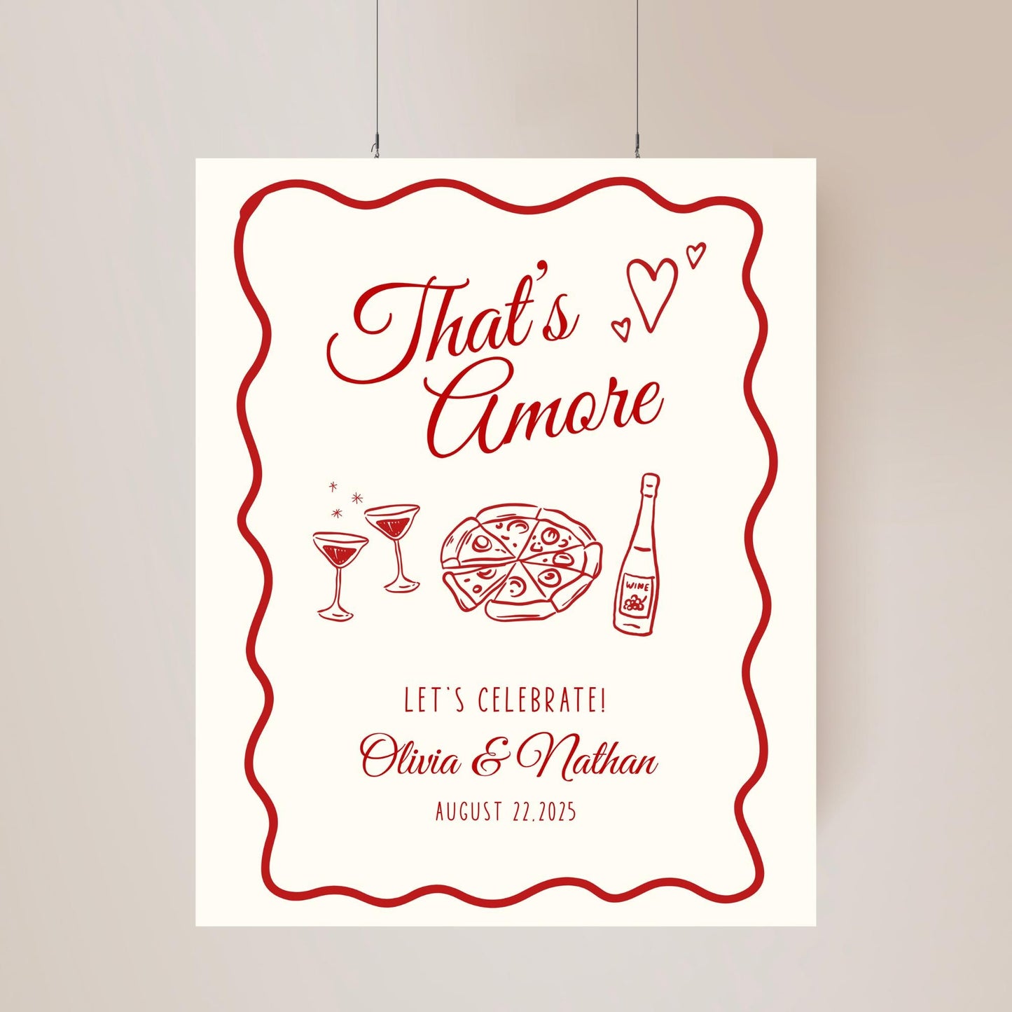 That&#39;s Amore Engagement Party Welcome Sign Amore Bridal Shower Sign Whimsical Italian Theme Bachelorette Pizza Rehearsal Dinner Decor