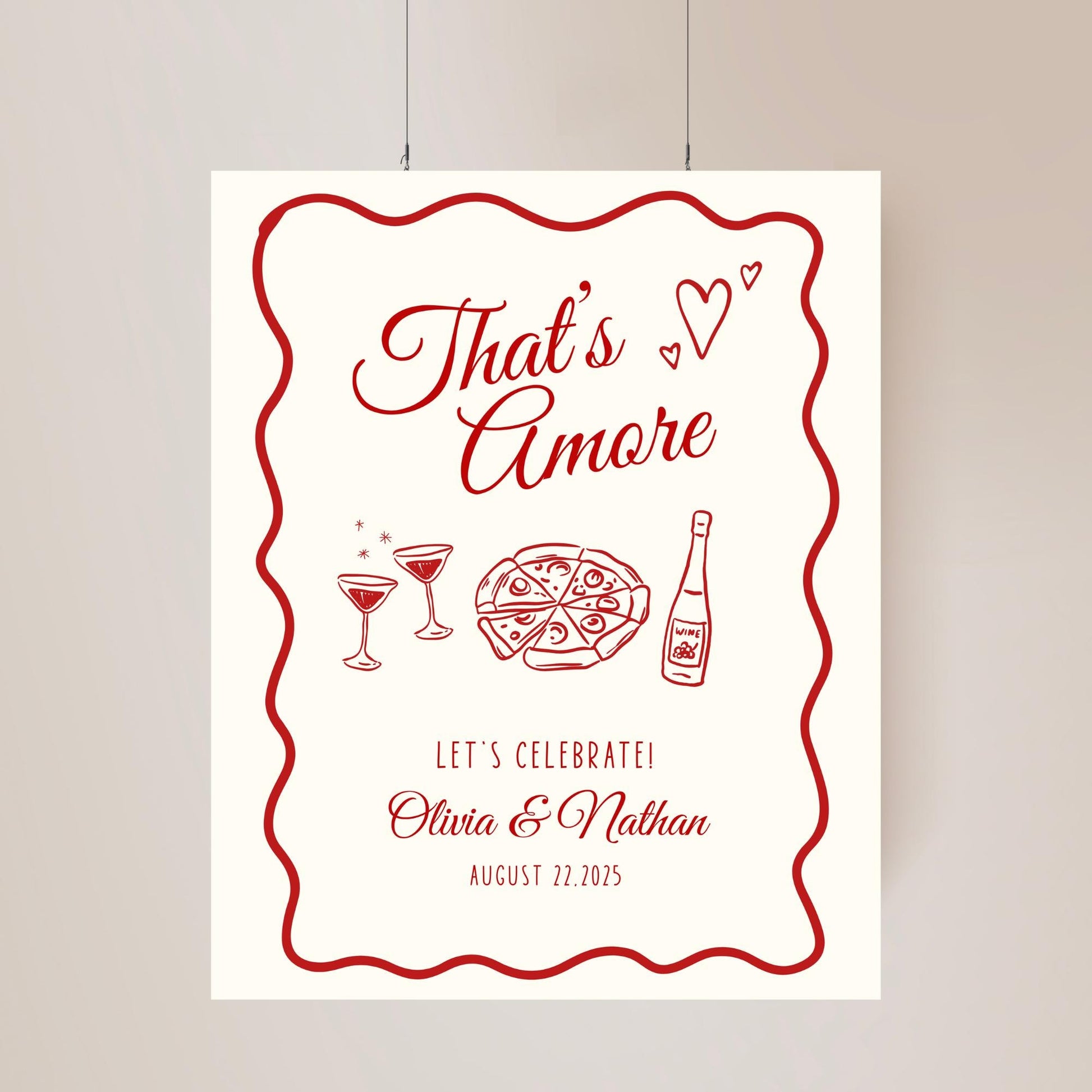 That&#39;s Amore Engagement Party Welcome Sign Amore Bridal Shower Sign Whimsical Italian Theme Bachelorette Pizza Rehearsal Dinner Decor