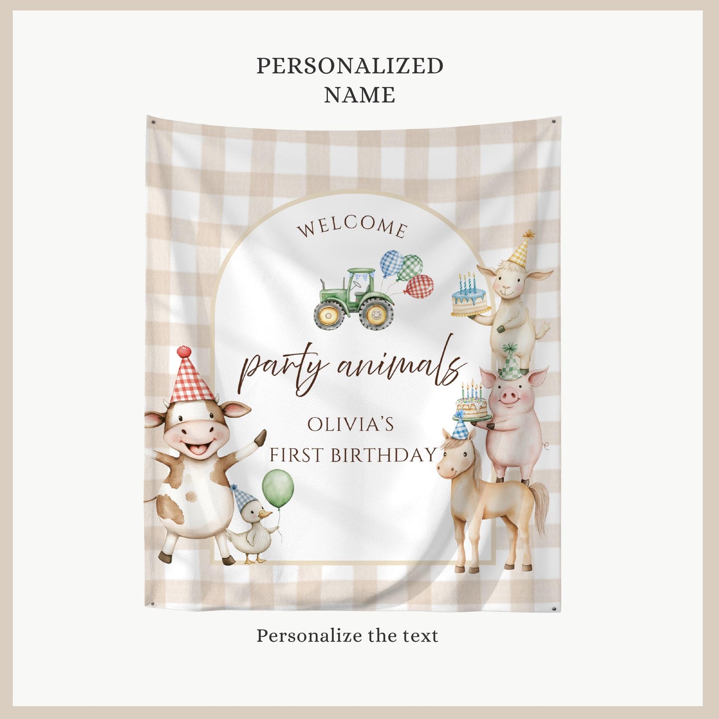 Farm Animal Birthday Welcome Sign Tapestry Calling All Party Animals Sign Barnyard Birthday Party Decor Farm Theme 1st Birthday Backdrop