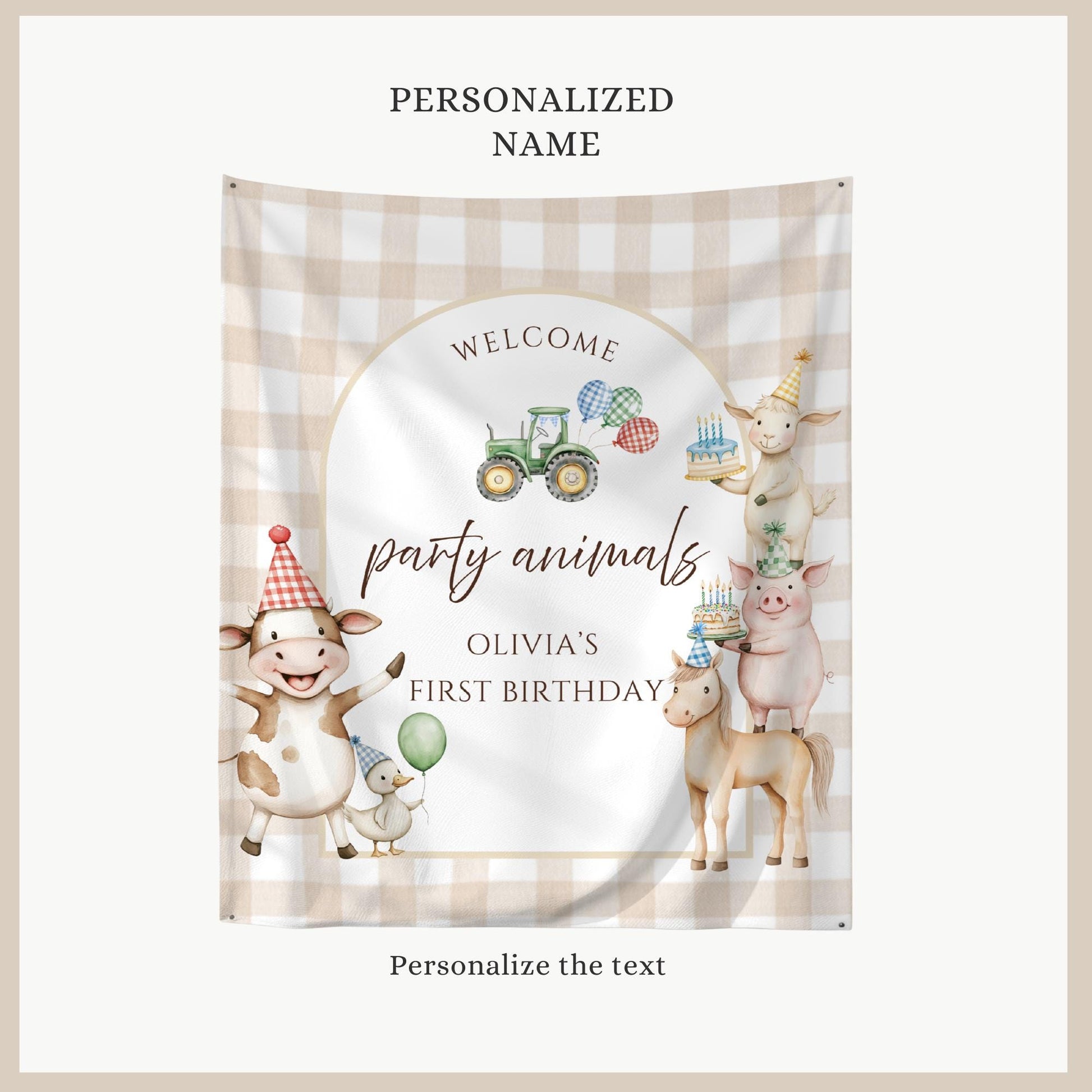 Farm Animal Birthday Welcome Sign Tapestry Calling All Party Animals Sign Barnyard Birthday Party Decor Farm Theme 1st Birthday Backdrop