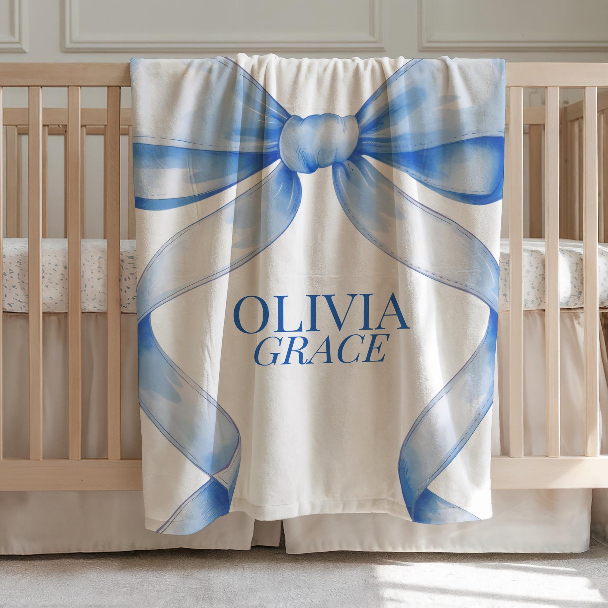 Pink Bow Personalized Blanket Baby Girl Coquette Blanket Gingham Baby Blanket Custom Baby Gift Girl Baby Shower Gift New Baby Girl Gift