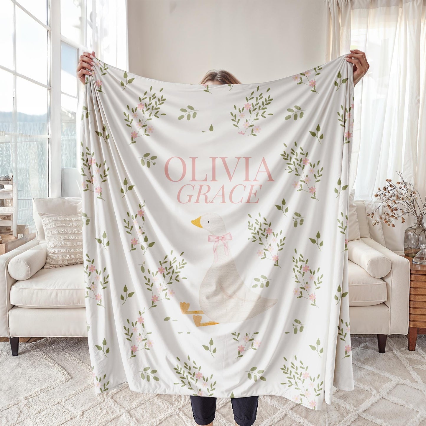 Silly Goose Blanket Floral Personalized Blanket Baby Girl Floral Blanket Custom Baby Gift Girl Baby Shower Gift One silly goose Birthday