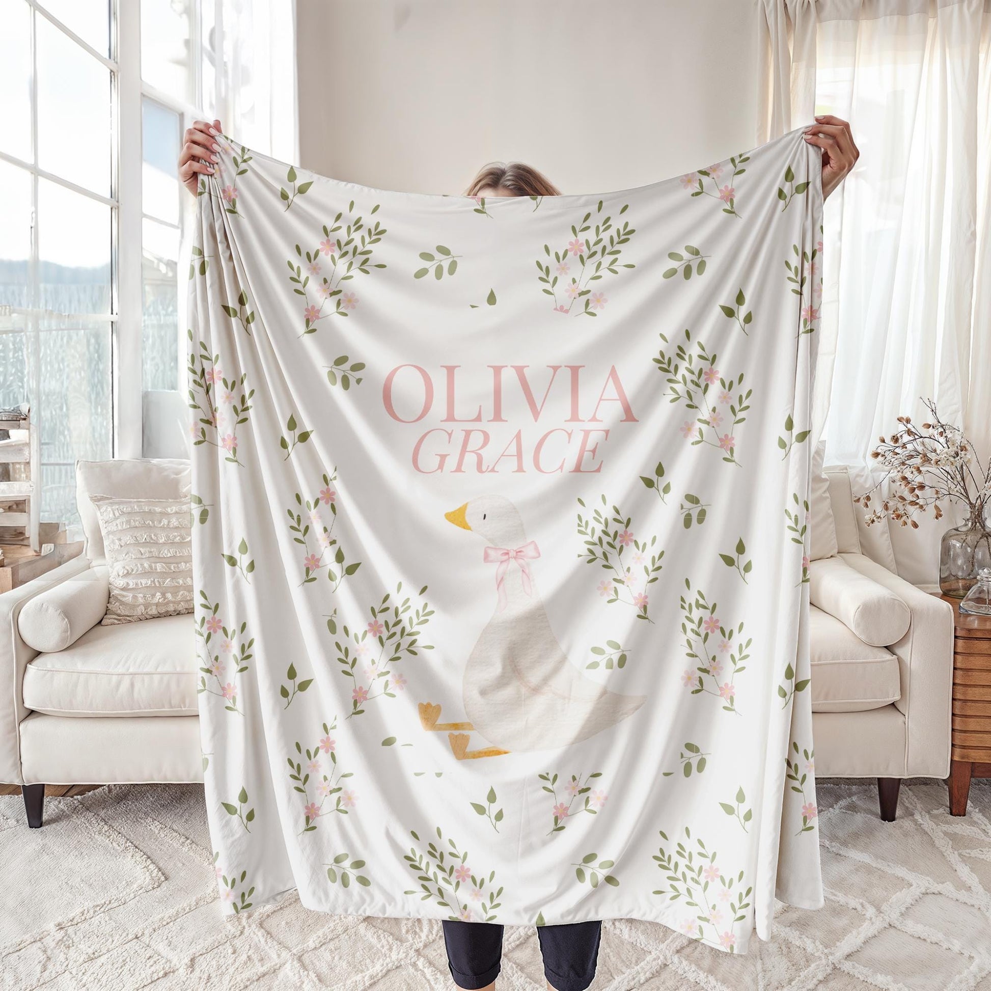 Silly Goose Blanket Floral Personalized Blanket Baby Girl Floral Blanket Custom Baby Gift Girl Baby Shower Gift One silly goose Birthday