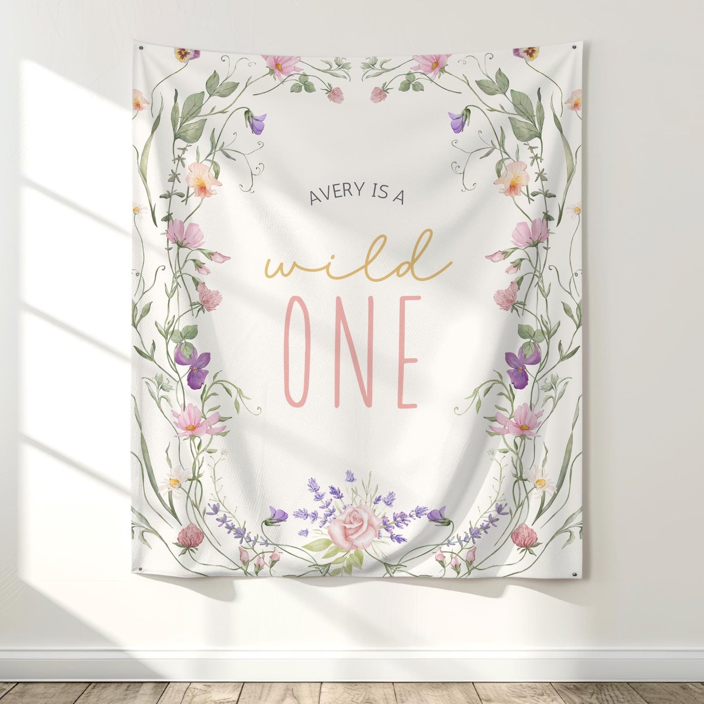 Wild One Birthday Personalized Banner 1st Birthday Wildflower Party Decor Photo Backdrop One Wildflower Custom Banner Wildflower First