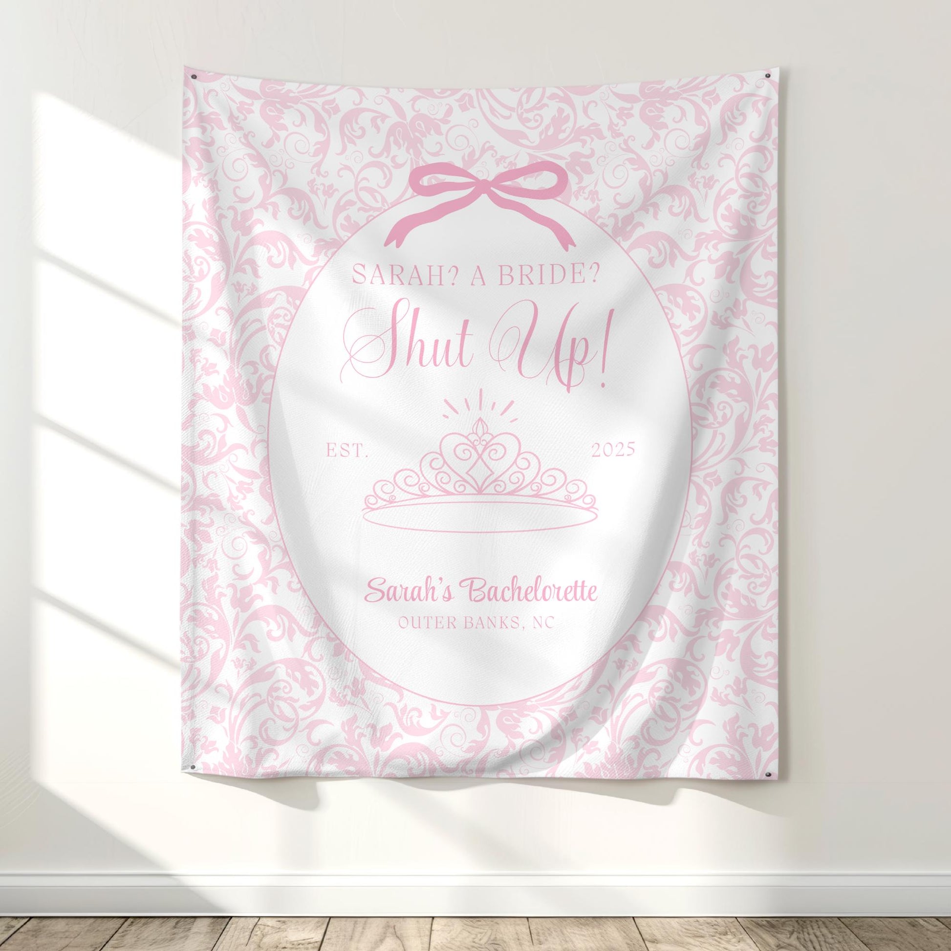 Me? A Bride? Shut Up! Banner Princess Themed Bachelorette Party Supplies Diaries Decor Princess Bridal shower Backdrop Tapestry decor Hen