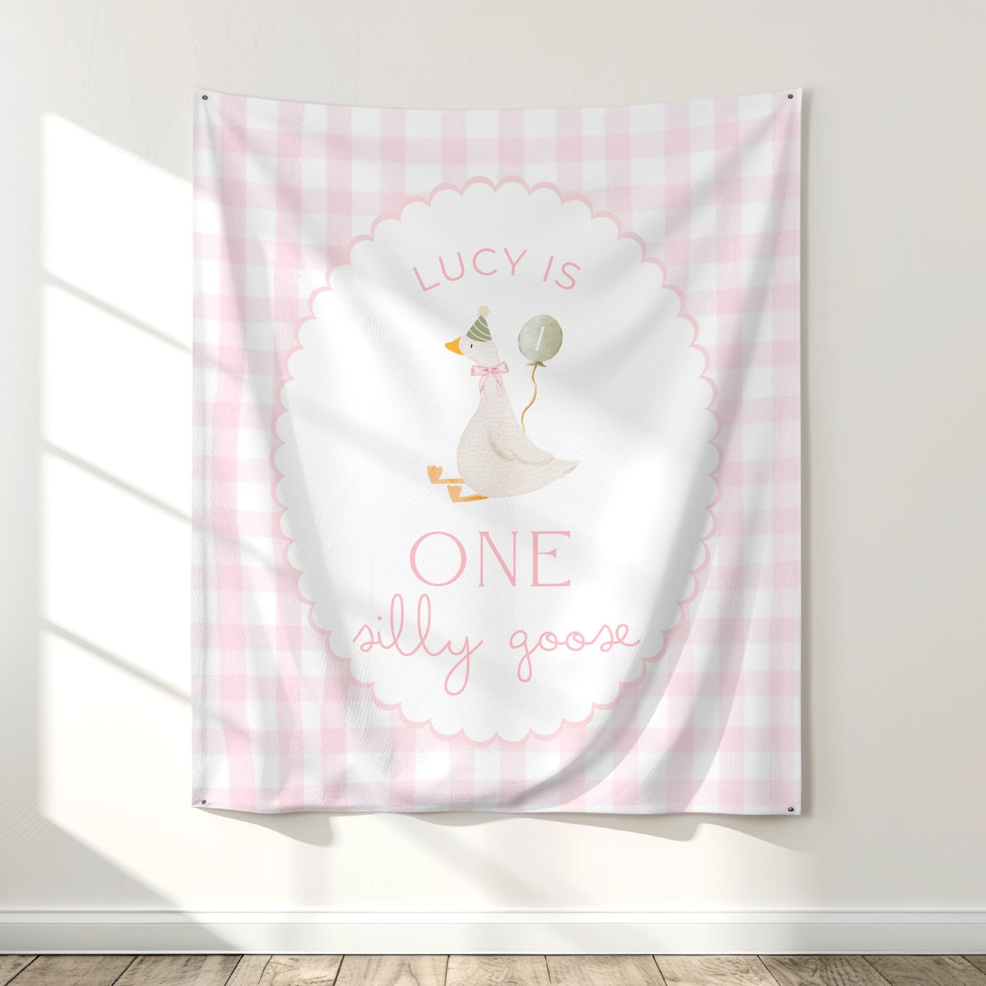 One Silly Goose Birthday Personalized Banner 1st Birthday Silly Goose Party Decor Photo Backdrop Goose Custom Banner First Birthday Ideas