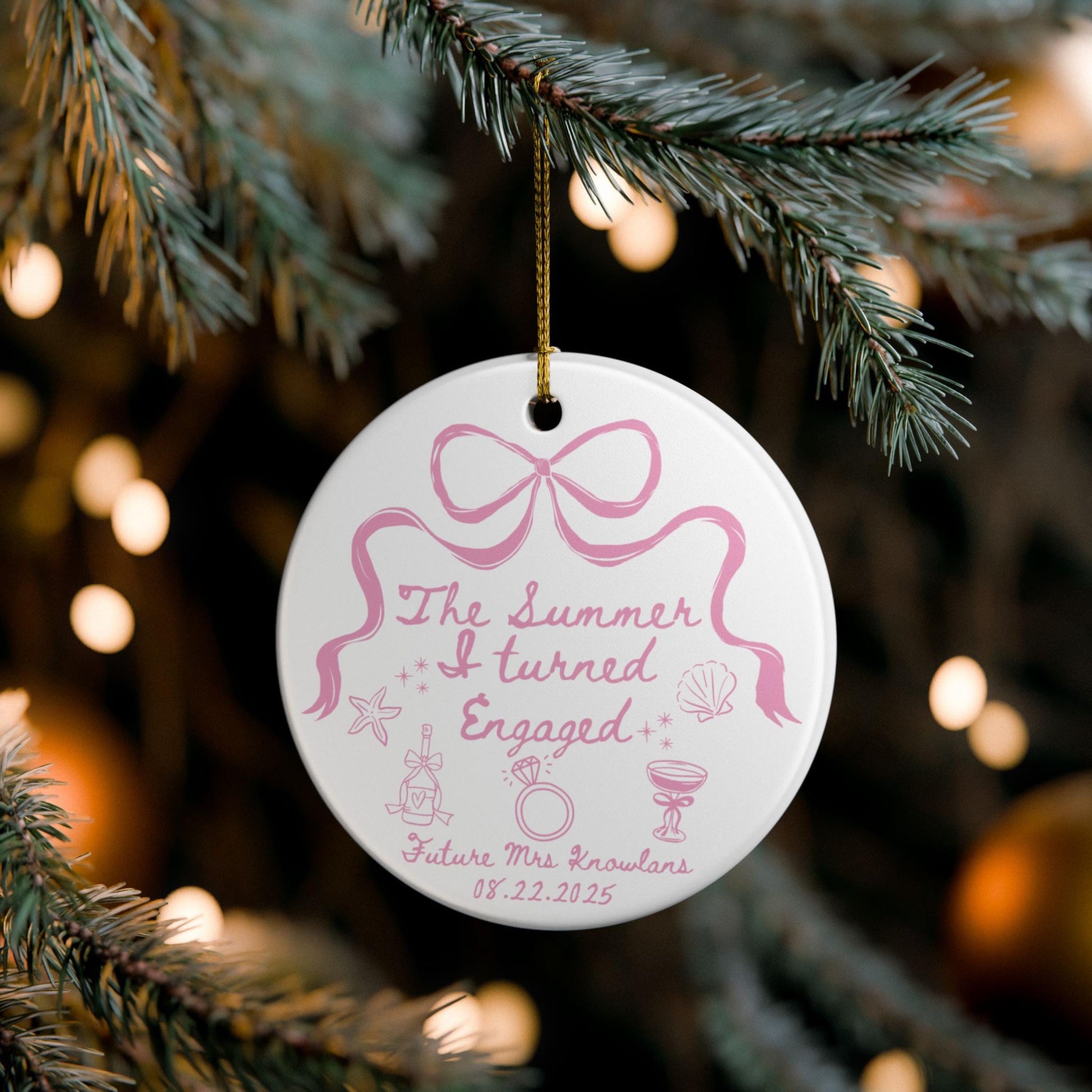 The Summer I Got Engaged Ornament, Custom Wedding Keepsake, Bride to Be Christmas Ornament, Engagement Gift