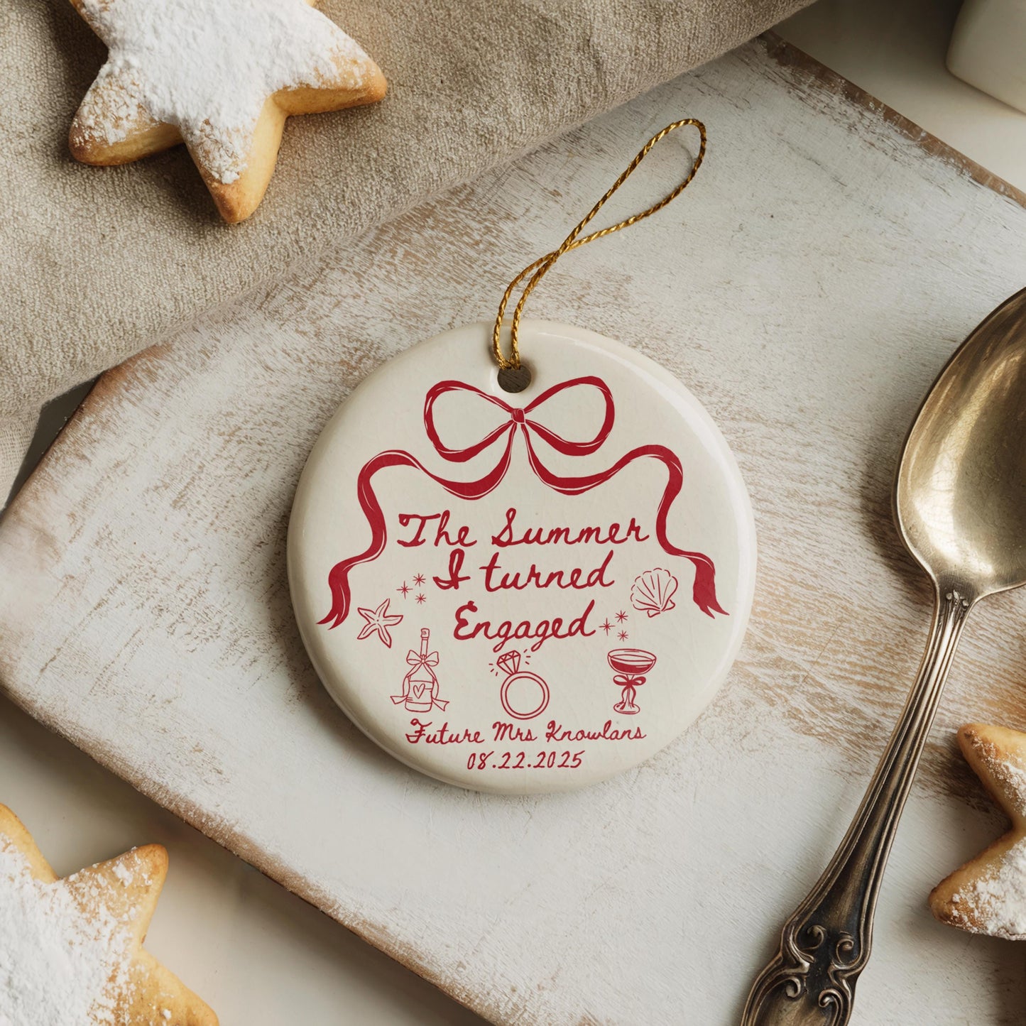 The Summer I Got Engaged Ornament, Custom Bride to Be Gift, Wedding Decoration, Engagement Ornament Keepsake