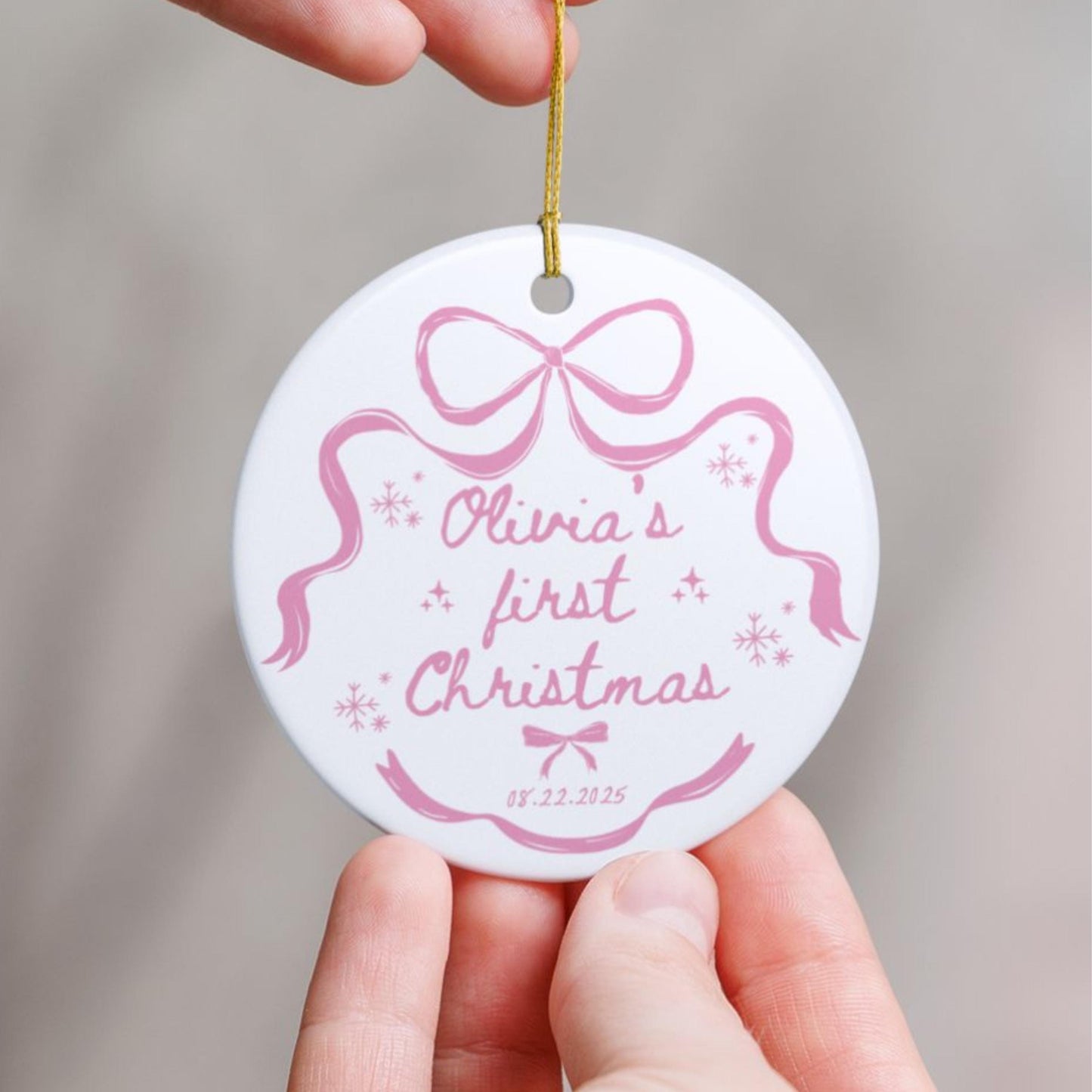 Baby Girl First Christmas Ornament, Custom Keepsake for Baby, Personalized Holiday Ornament, Sweet Christmas Gift