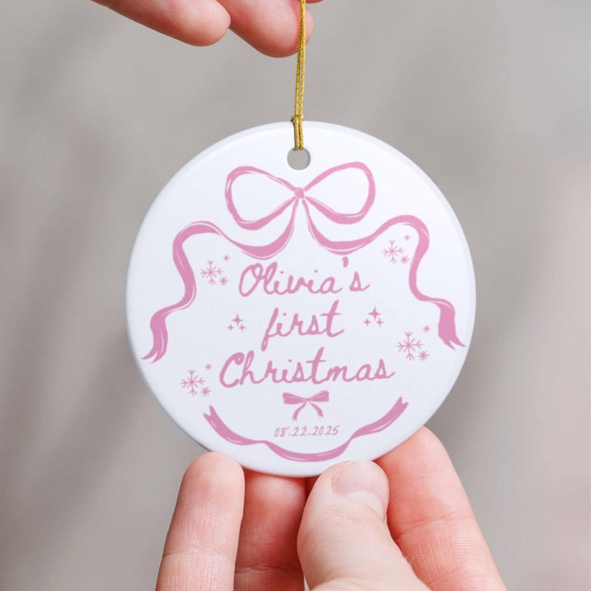 Baby Girl First Christmas Ornament, Custom Keepsake for Baby, Personalized Holiday Ornament, Sweet Christmas Gift