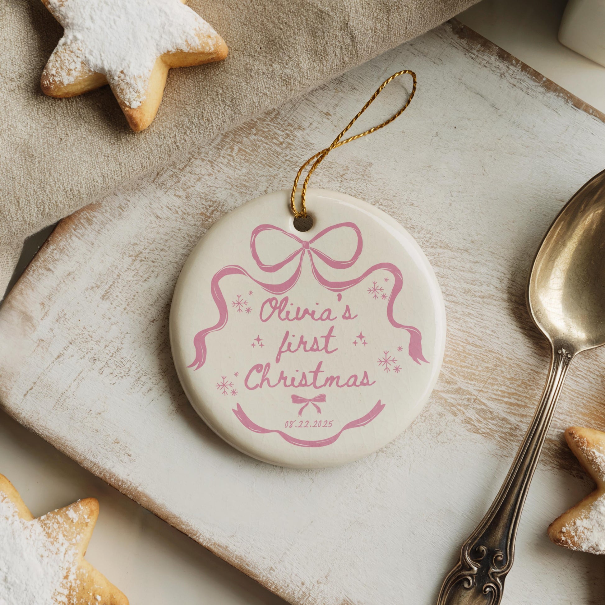 Baby Girl First Christmas Ornament, Personalized Baby Gift, Unique First Christmas Keepsake, Custom Holiday Decor