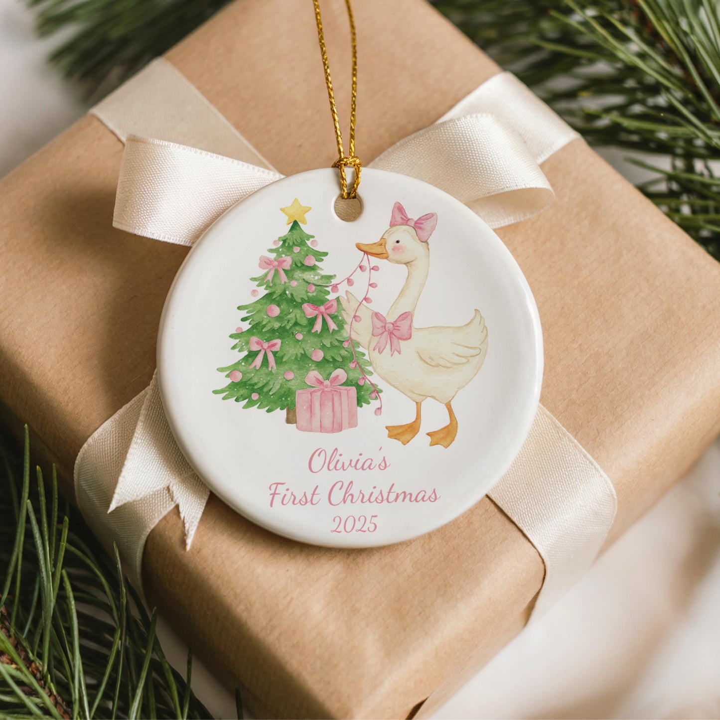 Silly Goose Baby's First Christmas Ornament Personalized Keepsake Gift for New Parents Custom Name Gift for Newborns Gift for New Families