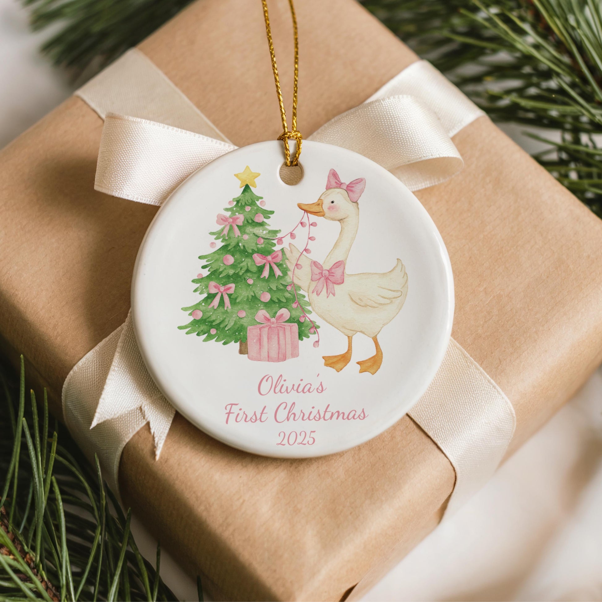 Silly Goose Baby's First Christmas Ornament Personalized Keepsake Gift for New Parents Custom Name Gift for Newborns Gift for New Families