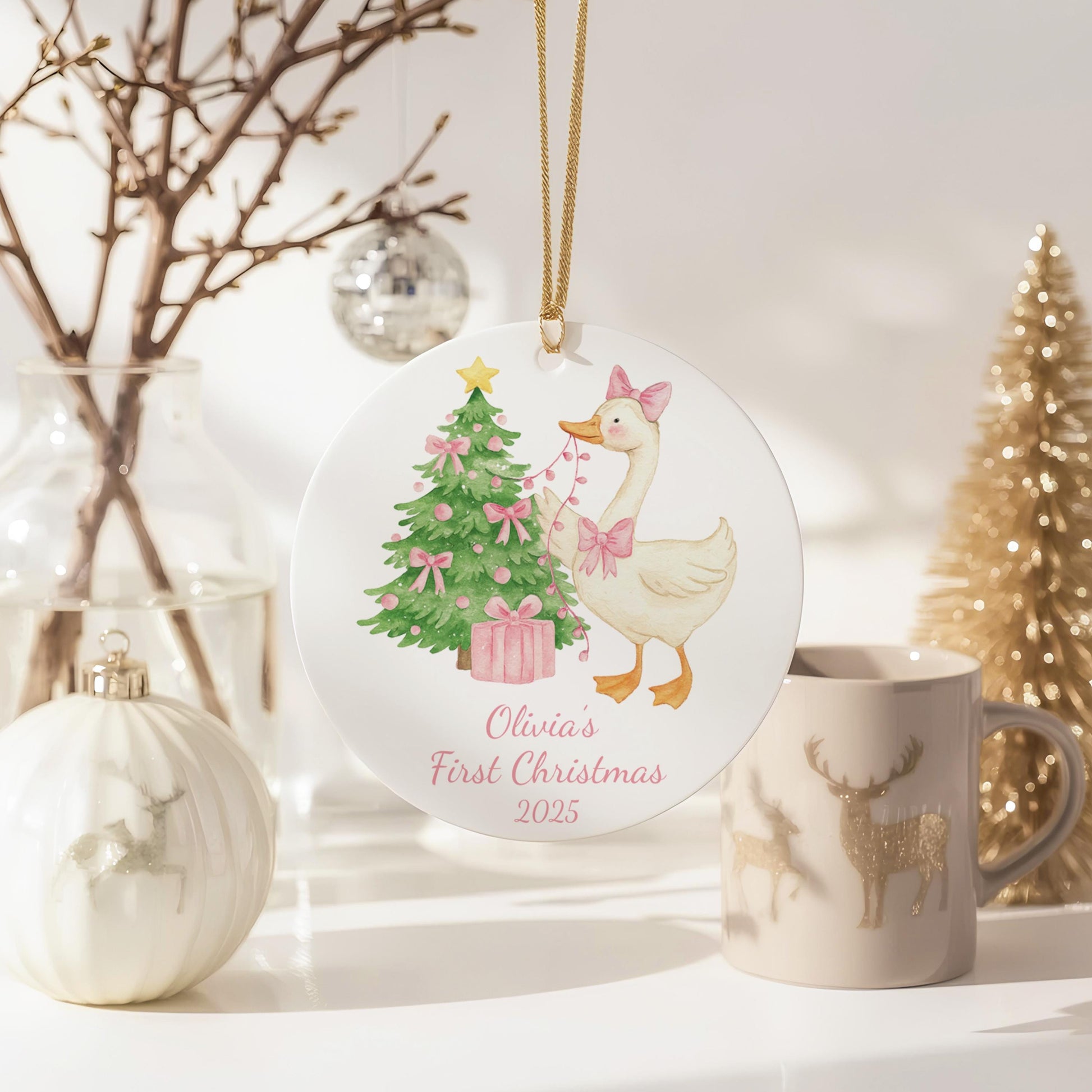 Silly Goose First Christmas Ornament, Personalized Newborn Gift, Custom Keepsake for Baby&#39;s First Xmas