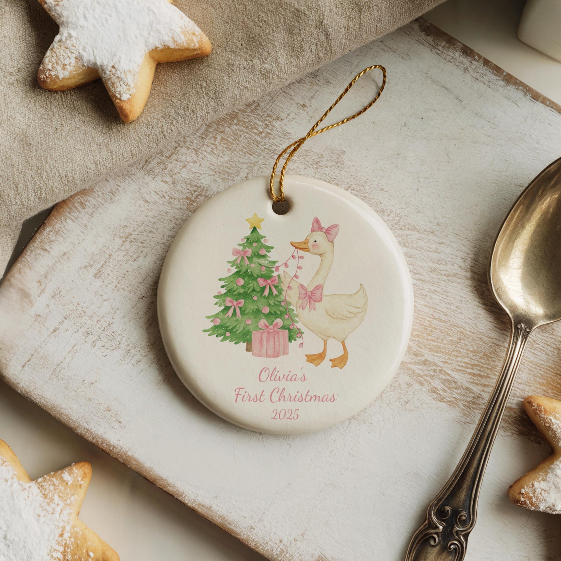 Silly Goose First Christmas Ornament, Personalized Baby&#39;s First Xmas Gift, Custom Keepsake for New Parents